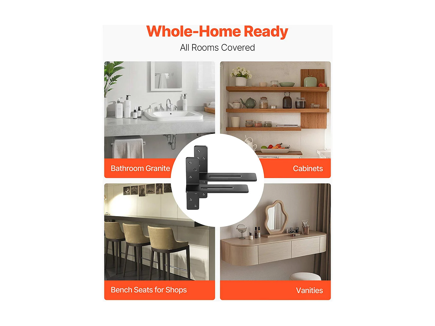 Support d'Étagère SucceBuy Flottante, 30.48x7.35x30.48 cm, Supports Muraux Invisibles en T Robustes, Lot de 2, Capacité de Charge 90 kg, avec Vis