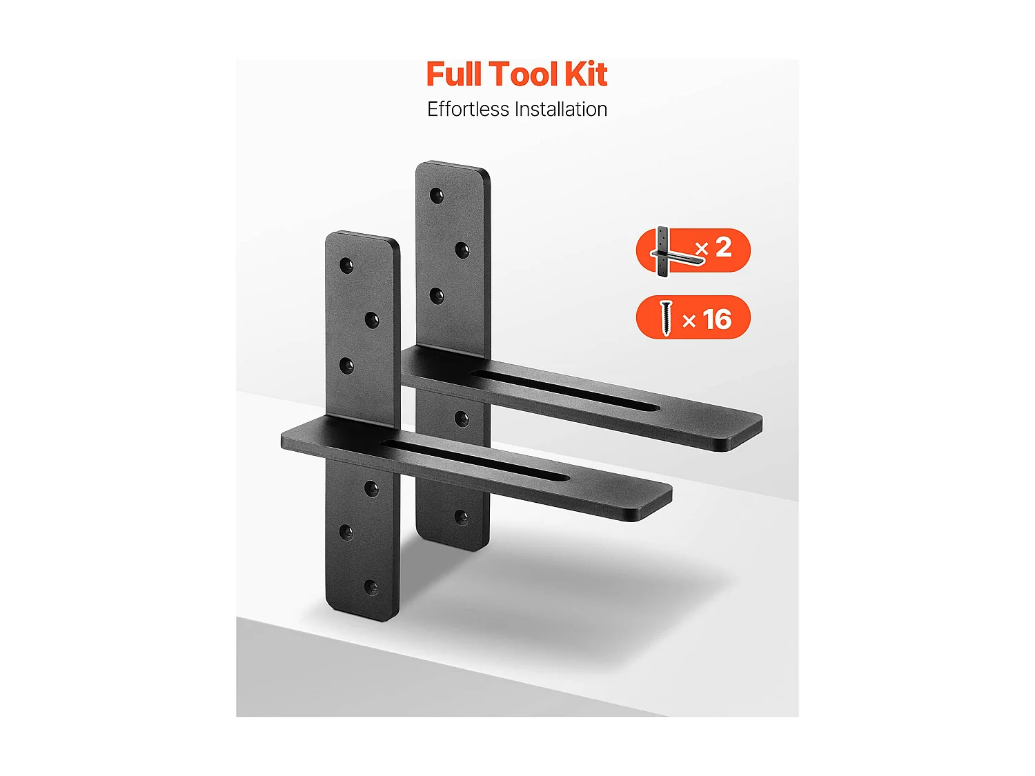 Support d'Étagère SucceBuy Flottante, 30.48x7.35x30.48 cm, Supports Muraux Invisibles en T Robustes, Lot de 2, Capacité de Charge 90 kg, avec Vis