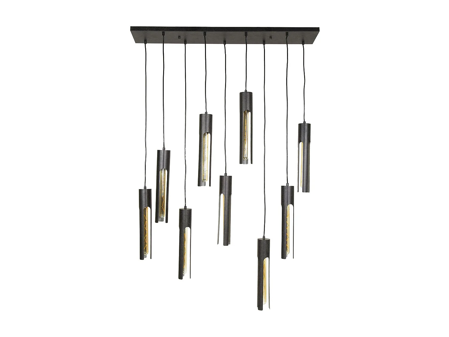 Suspension noire 9 abat-jour forme tube RALF