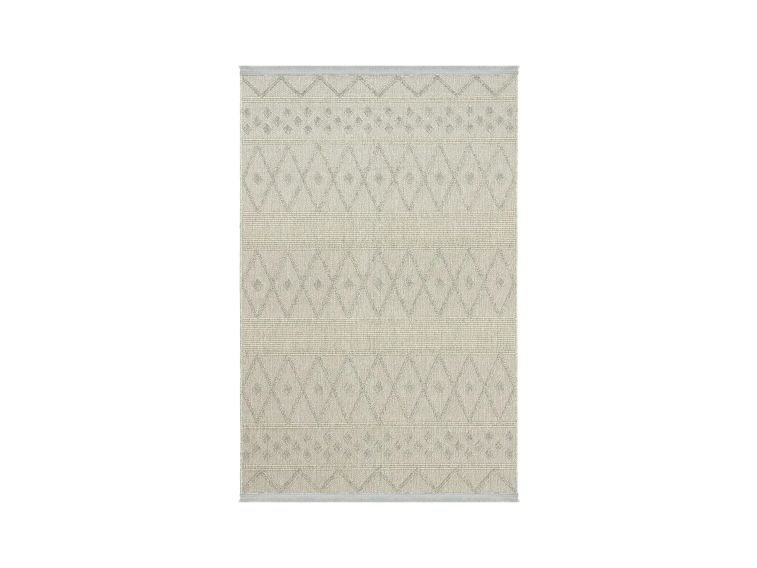 Tapis gris motifs losanges – franges, 120x180 cm ISTANBUL
