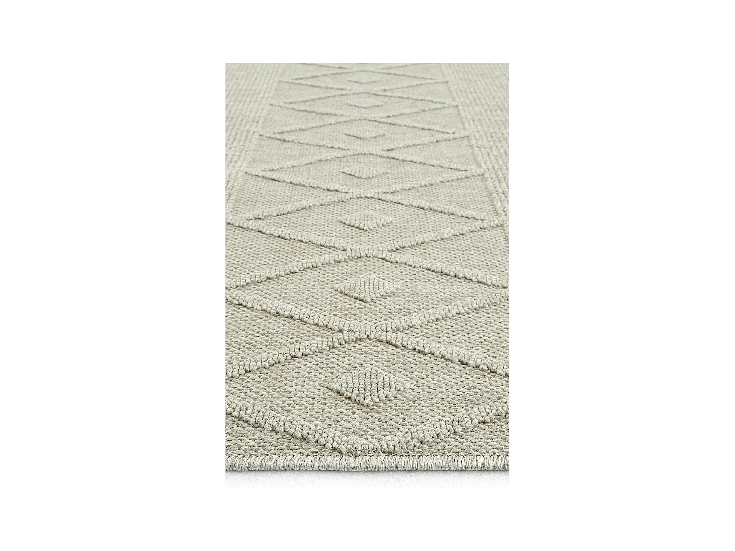 Tapis gris motifs losanges – franges, 120x180 cm ISTANBUL