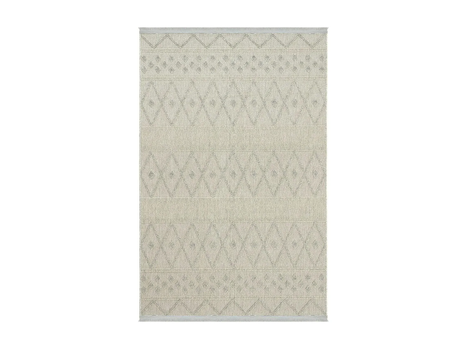 Tapis gris motifs losanges – franges, 120x180 cm ISTANBUL