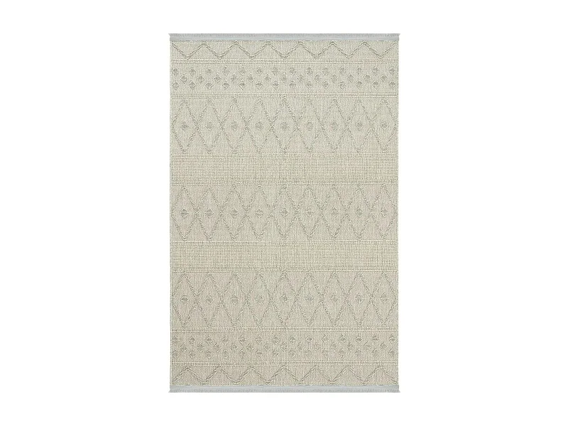 Tapis gris motifs losanges – franges, 120x180 cm ISTANBUL