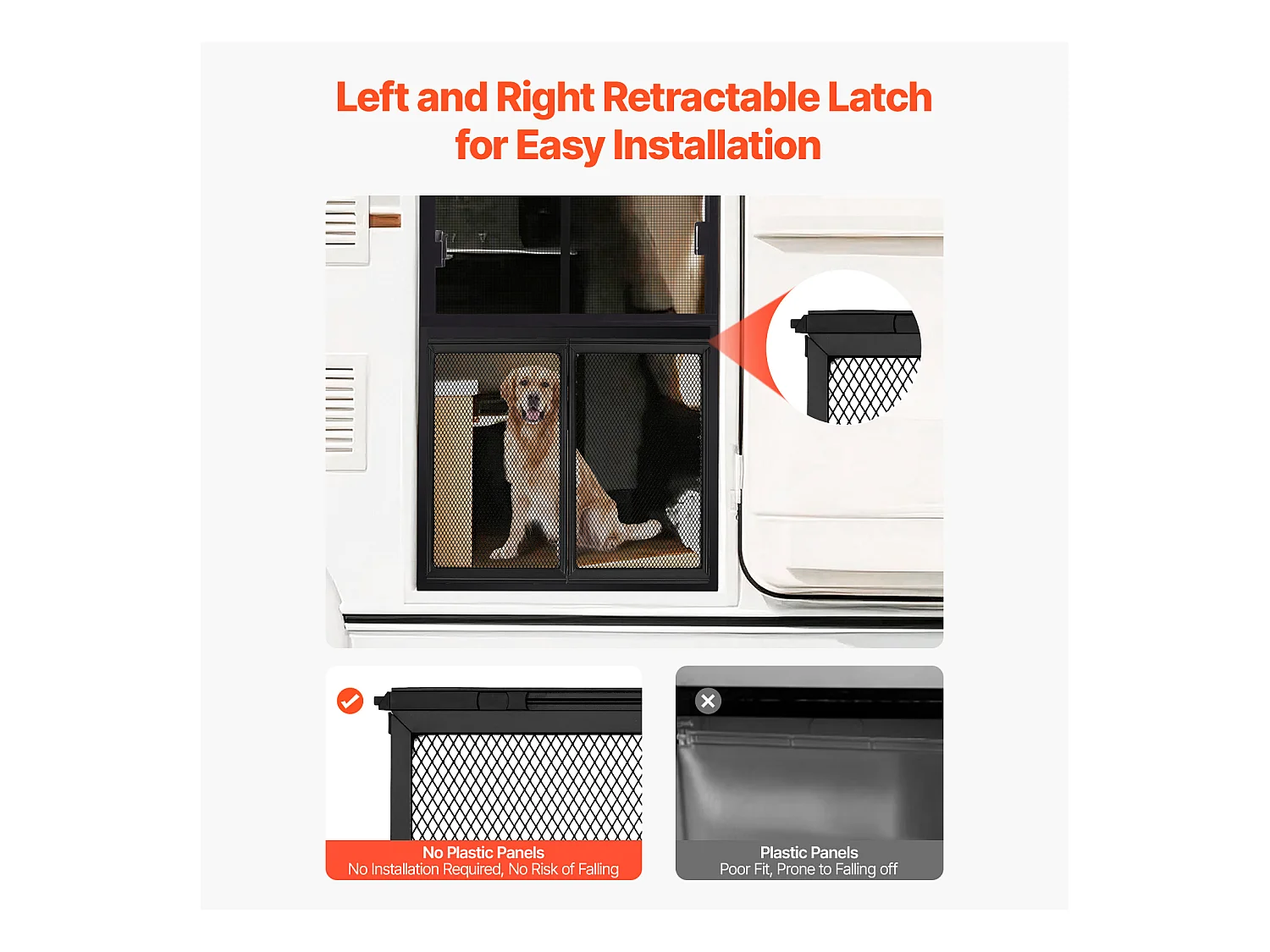 Moustiquaire pour Porte SucceBuy de Caravane 57.15 x 50.8 cm, Facile à Installer, Filet de Protection Robuste et Respirant, Protection d'Entrée Idéale