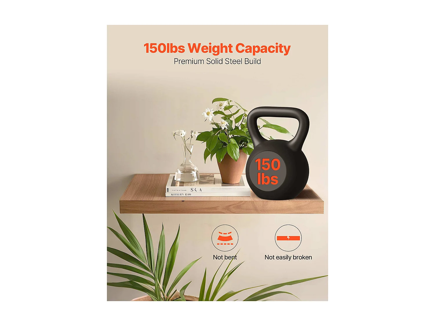 Support d'Étagère SucceBuy Flottante Robuste, 40.64x15.74x3.81 cm, Lot de 2, Capacité de Charge 68 kg, avec Accessoires, Fixation Murale Dissimulée