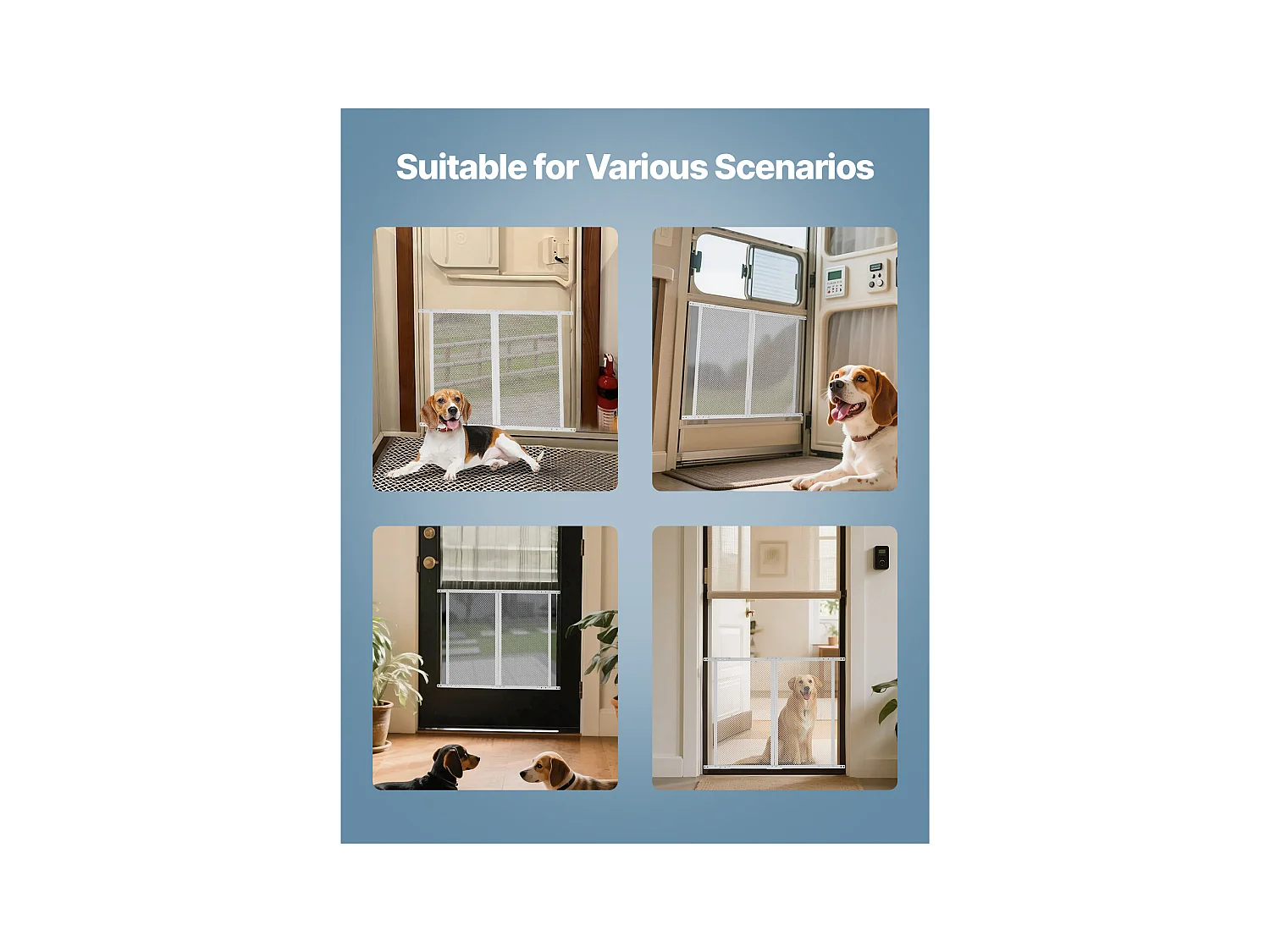 Moustiquaire de Porte SucceBuy de Camping-Car 66.04 x 60.96 cm, Facile à Installer, Filet de Protection pour Animaux en Alliage d'Aluminium Robuste, Blanc