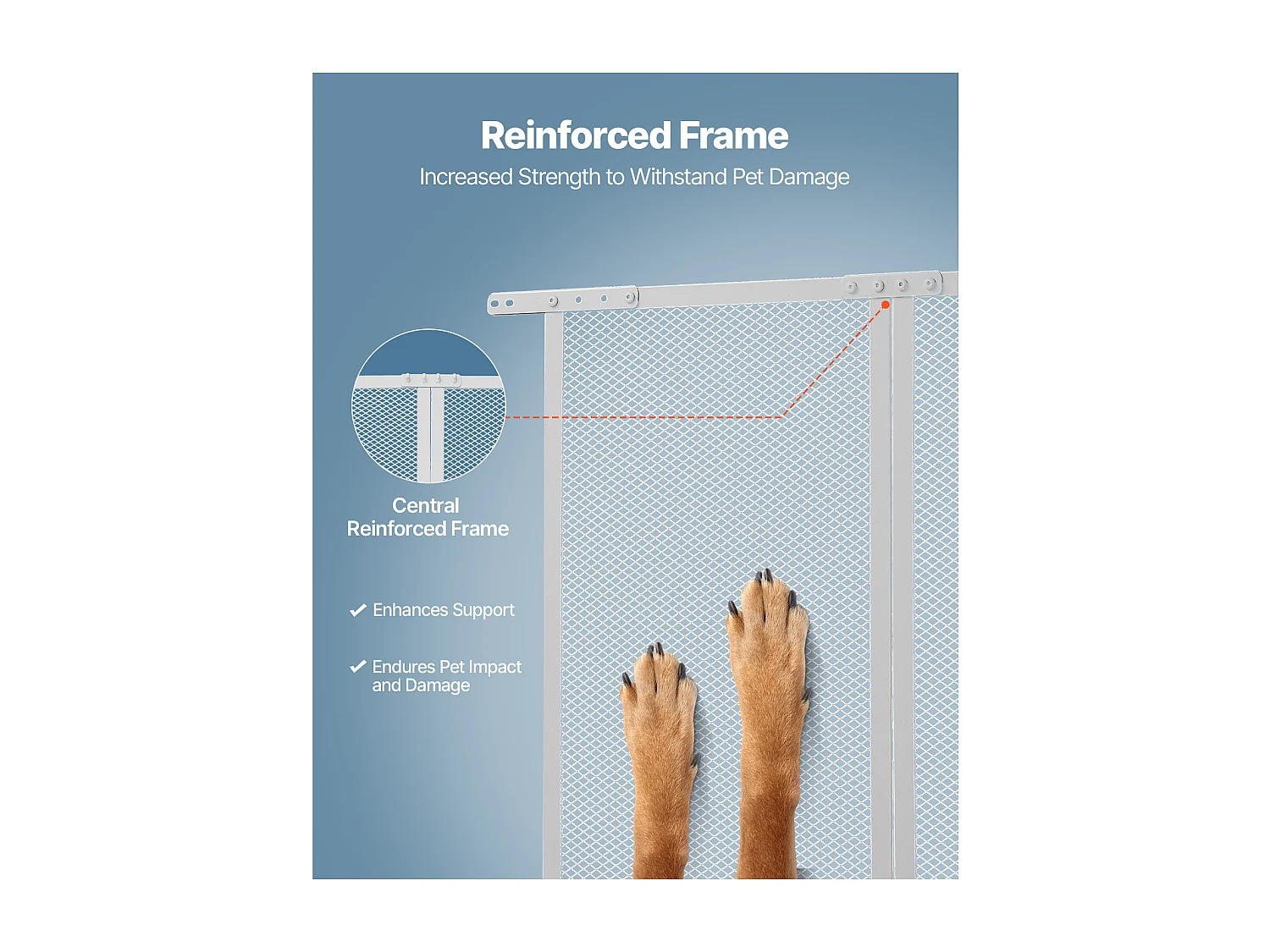 Moustiquaire de Porte SucceBuy de Camping-Car 66.04 x 60.96 cm, Facile à Installer, Filet de Protection pour Animaux en Alliage d'Aluminium Robuste, Blanc