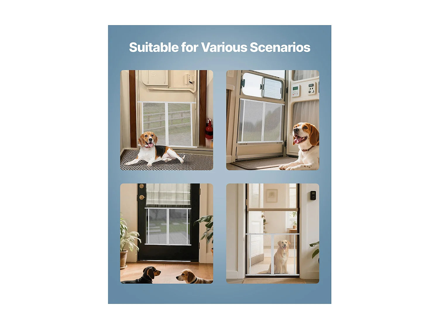 Moustiquaire de Porte SucceBuy de Camping-Car 66.04 x 60.96 cm, Facile à Installer, Filet de Protection pour Animaux en Alliage d'Aluminium Robuste, Blanc