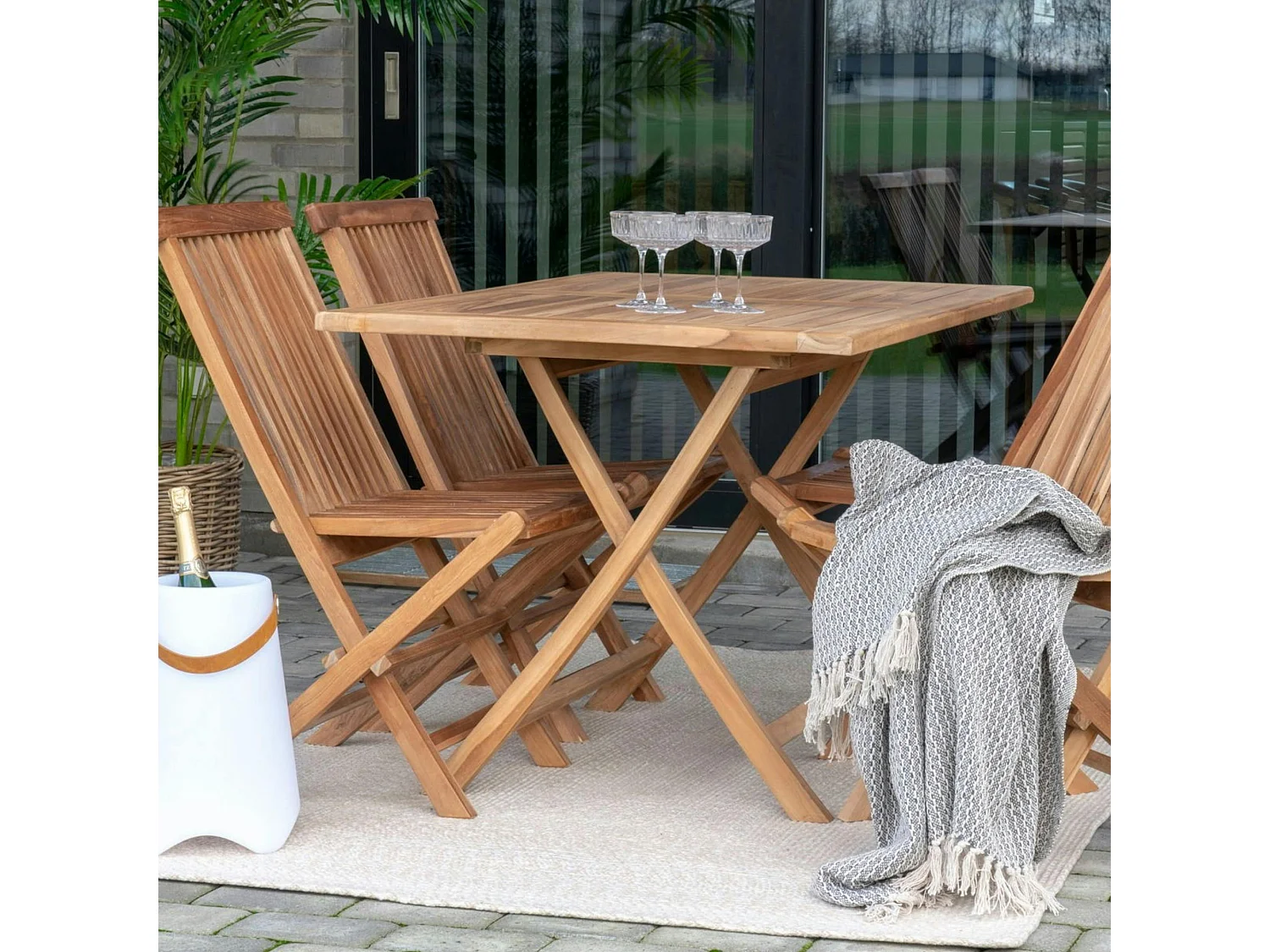 Tapis d'extérieur en plastique recyclé - teinte sable MENDOZA