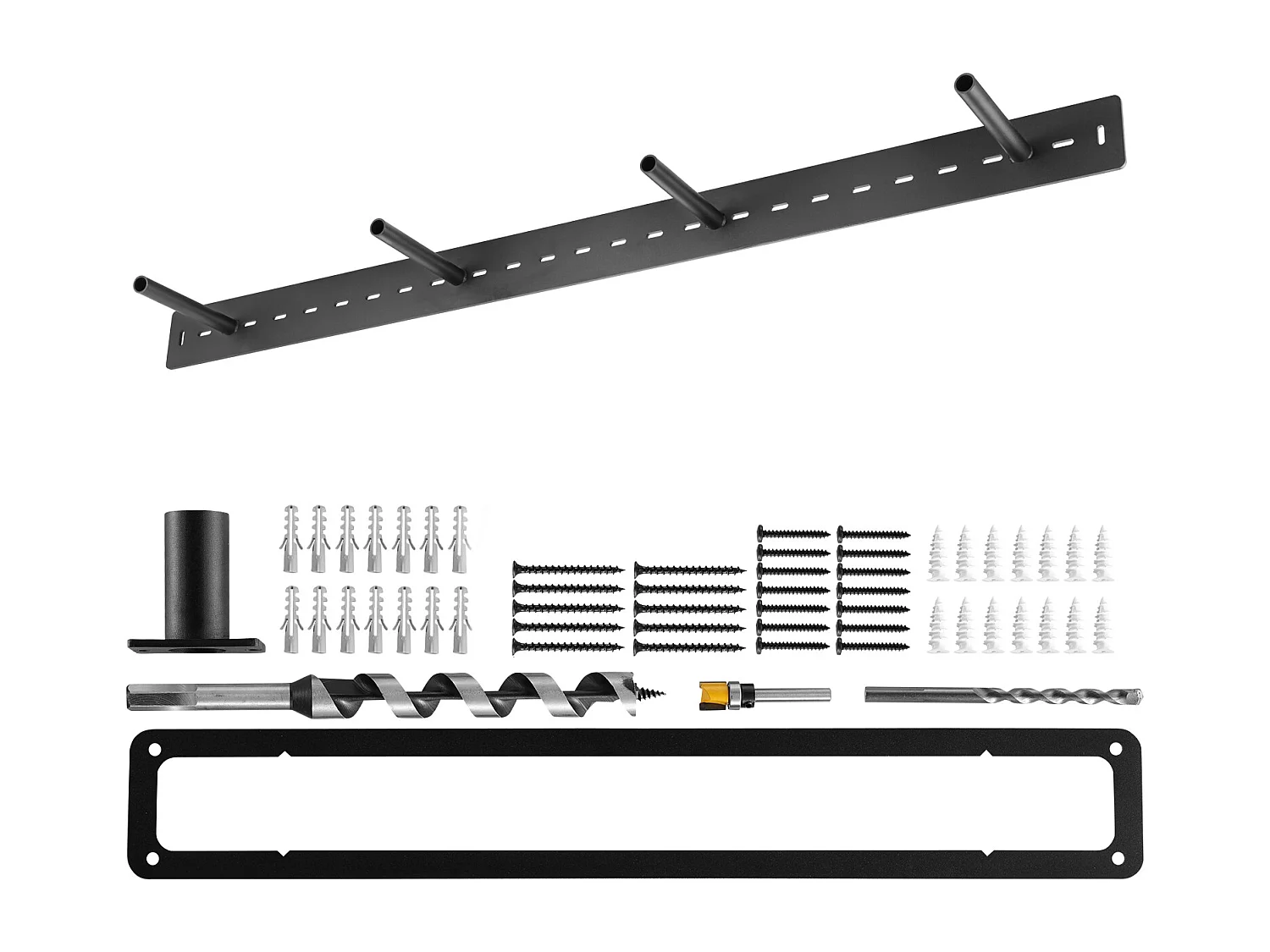 Support d'Étagère Flottante Robuste SucceBuy, Idéal pour Étagères Murables, 116.8x15.74x7.62 cm, Capacité de Charge 104 kg, avec Accessoires