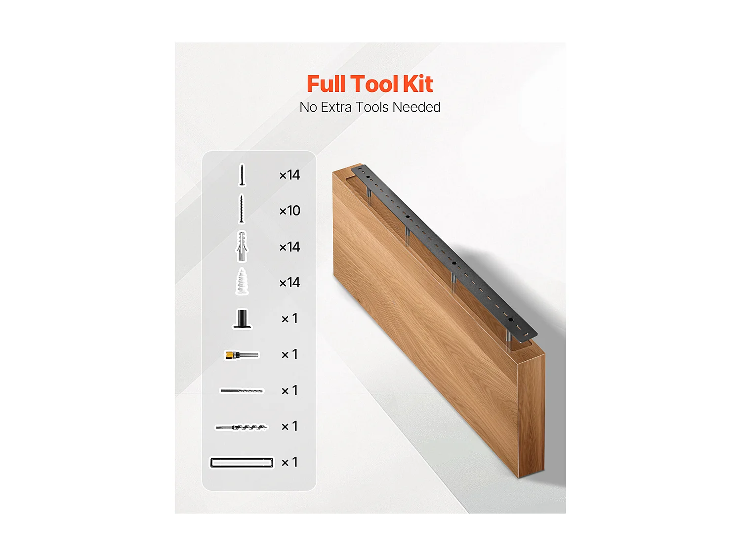 Support d'Étagère Flottante Robuste SucceBuy, Idéal pour Étagères Murables, 116.8x15.74x7.62 cm, Capacité de Charge 104 kg, avec Accessoires
