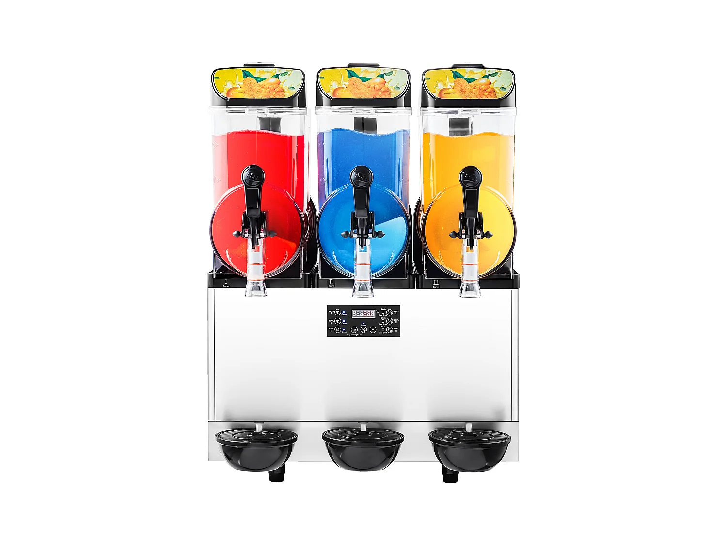 Machine à Granité SucceBuy, 3 Réservoirs de 15 L, Acier Inoxydable, Distributeur de Boissons Glacées, pour Maison, Restaurants, Cafés, Bars