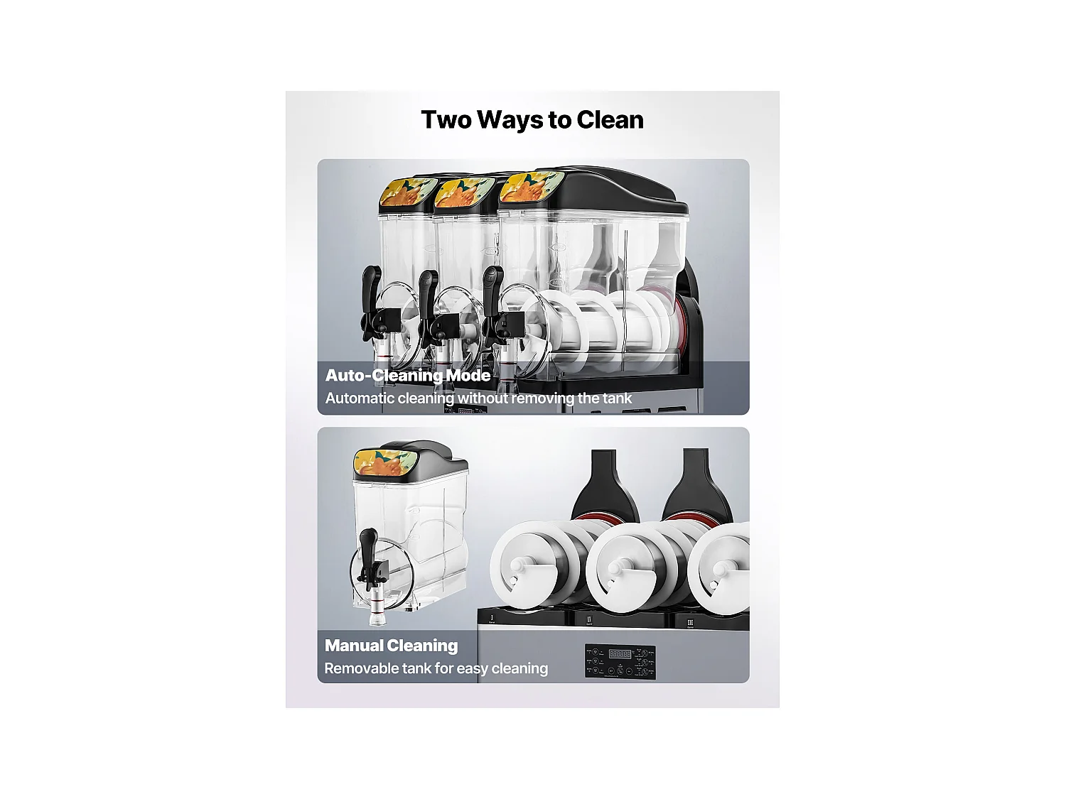 Machine à Granité SucceBuy, 3 Réservoirs de 15 L, Acier Inoxydable, Distributeur de Boissons Glacées, pour Maison, Restaurants, Cafés, Bars