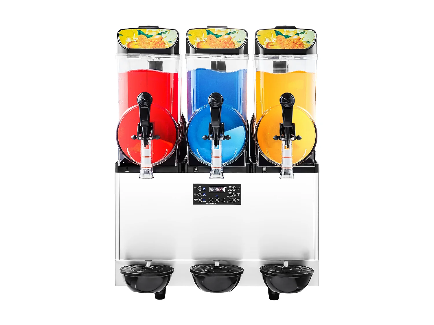 Machine à Granité SucceBuy, 3 Réservoirs de 15 L, Acier Inoxydable, Distributeur de Boissons Glacées, pour Maison, Restaurants, Cafés, Bars