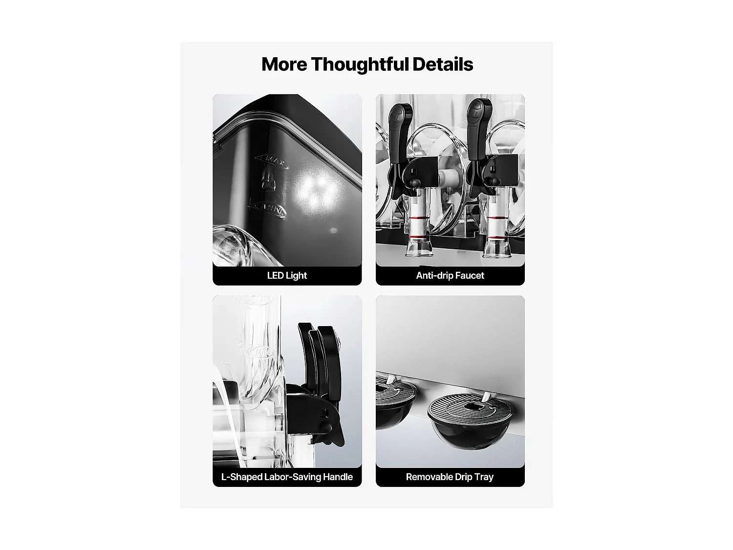 Machine à Granité SucceBuy, 3 Réservoirs de 15 L, Acier Inoxydable, Distributeur de Boissons Glacées, pour Maison, Restaurants, Cafés, Bars