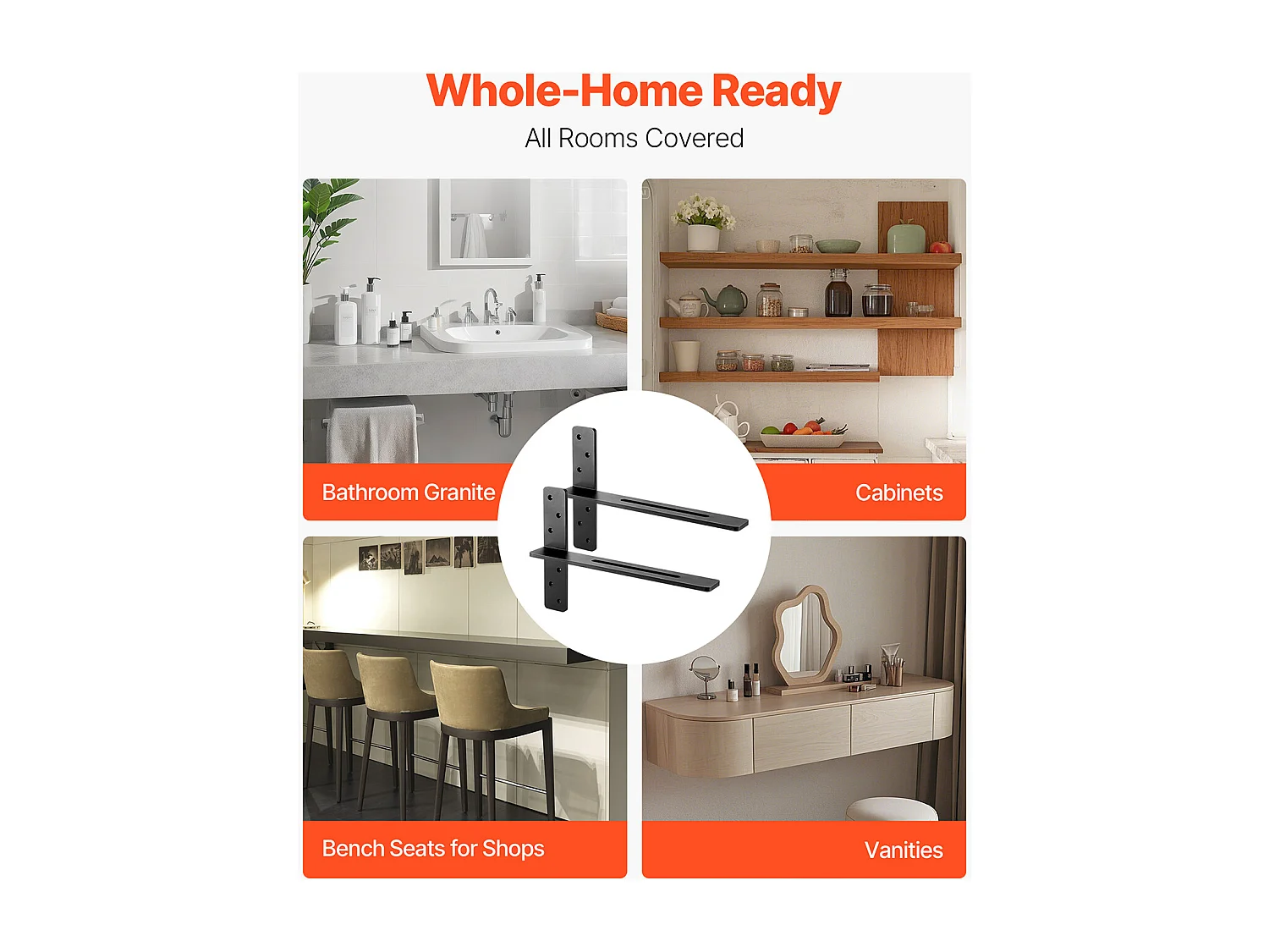 Supports d'Étagère SucceBuy en T Robustes, Lot de 2, Capacité de Charge de 90 kg, 45.72 x 7.35 x 30.48 cm, pour Étagères et Supports de Comptoir