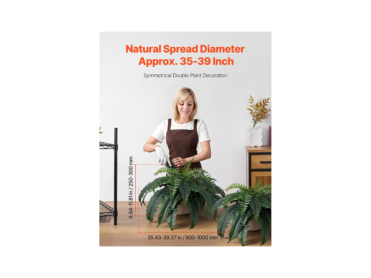 Fougère Artificielle SucceBuy, Lot de 2, Fausse Fougère de Boston 90-100 cm, 35 Feuilles, Suspendue, Décoration Int/Ext, Maison/Bureau, Pot Non Inclus