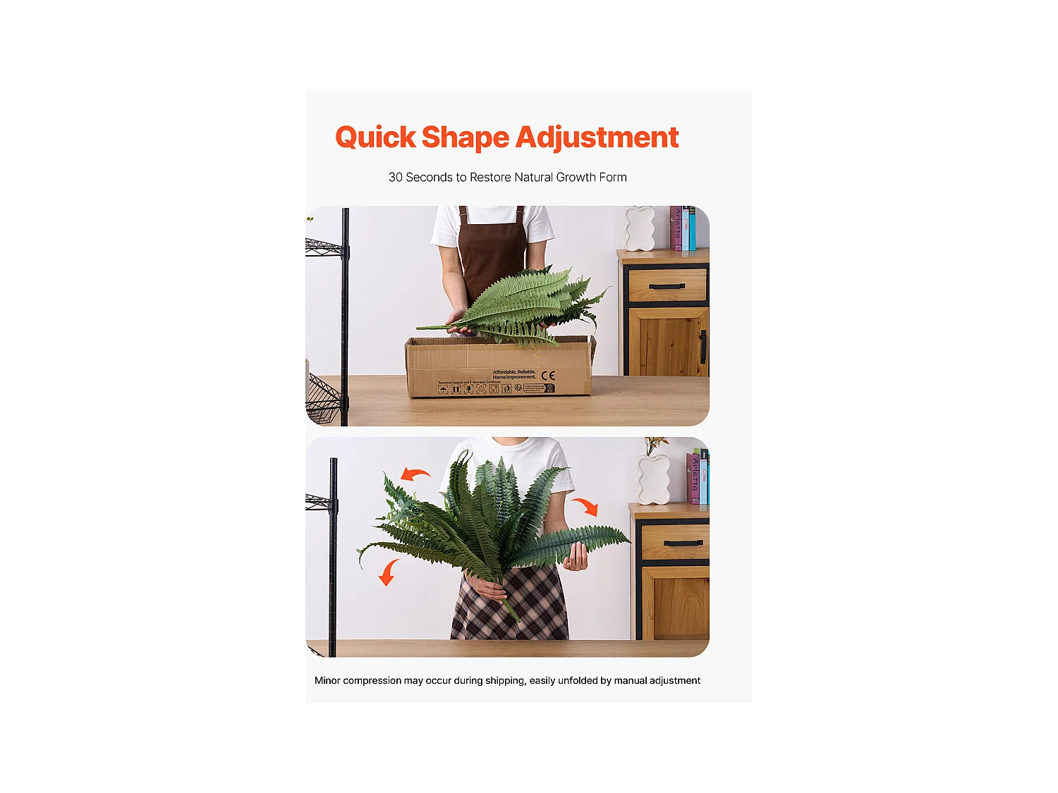 Fougère Artificielle SucceBuy, Lot de 2, Fausse Fougère de Boston 90-100 cm, 35 Feuilles, Suspendue, Décoration Int/Ext, Maison/Bureau, Pot Non Inclus