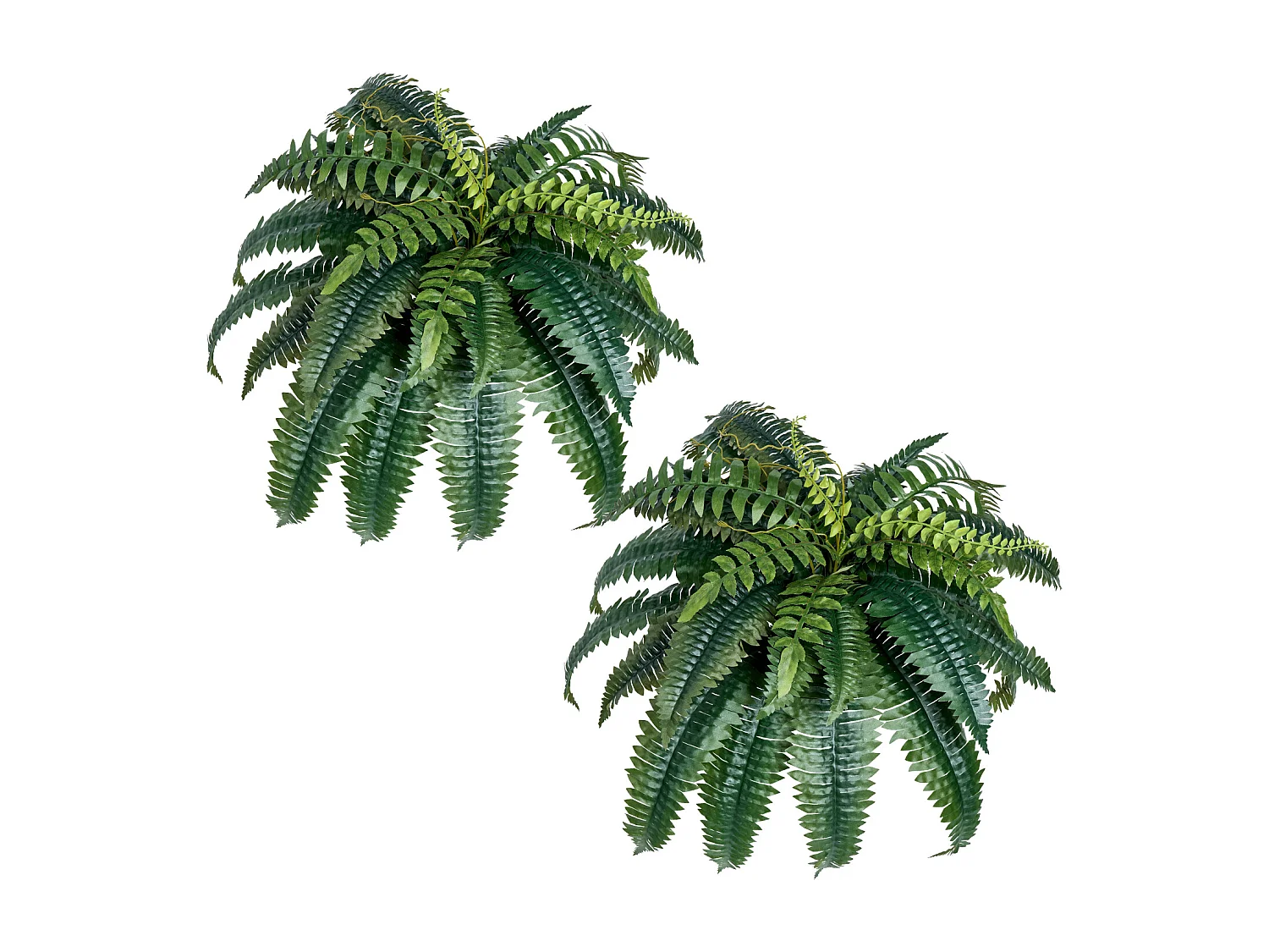 Fougère Artificielle SucceBuy, Lot de 2, Fausse Fougère de Boston 90-100 cm, 35 Feuilles, Suspendue, Décoration Int/Ext, Maison/Bureau, Pot Non Inclus