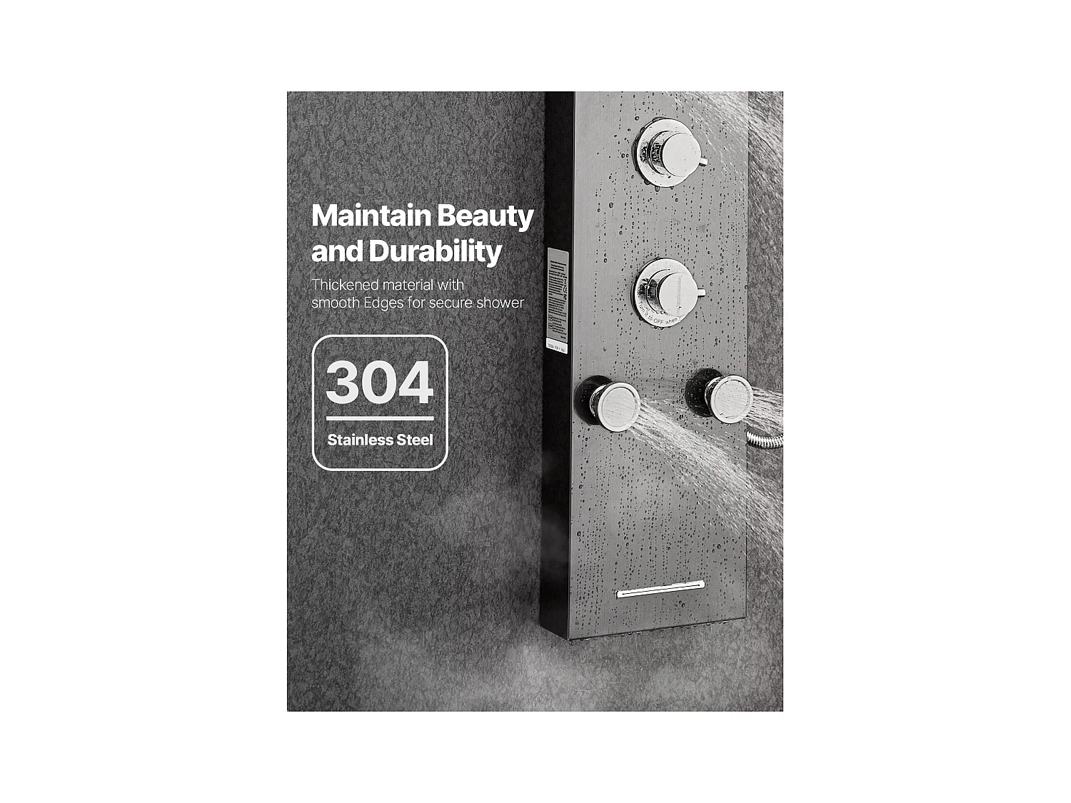 Colonne de Douche avec Pommeau de Douche Effet Pluie SucceBuy en Acier Inoxydable, Robinet 6 Fonctions, 5 Jets Corporels et Douchette à Main, 1345 mm