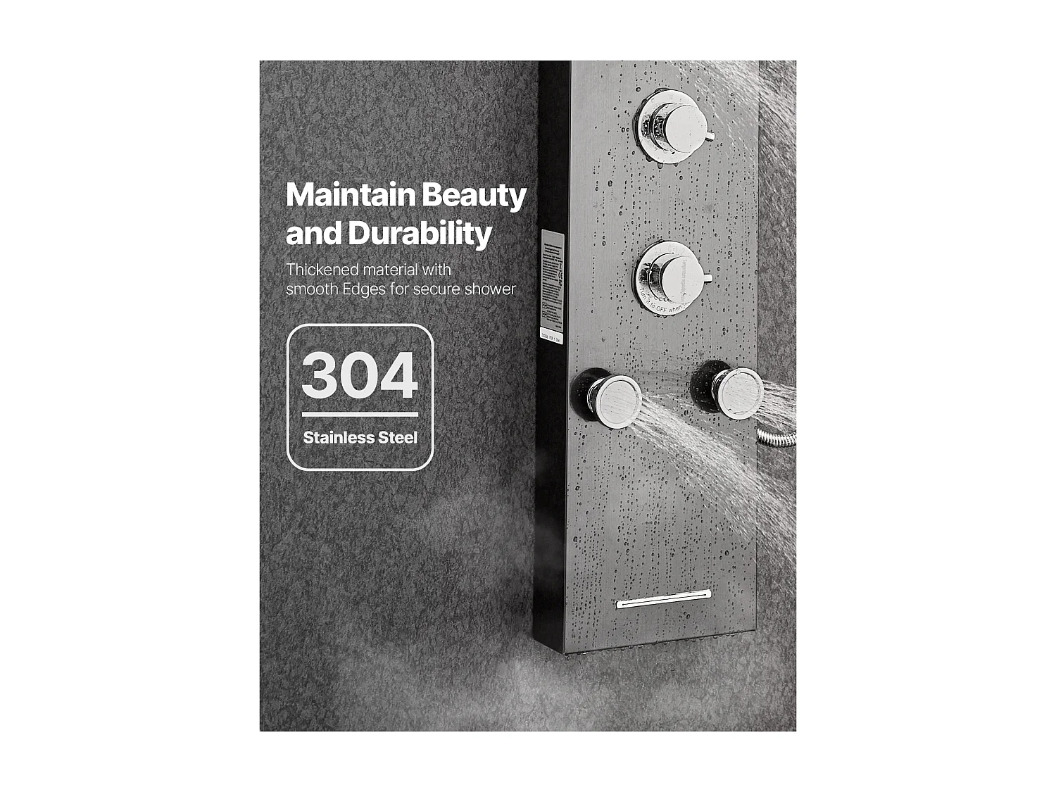 Colonna Doccia con Soffione Effetto Pioggia SucceBuy in Acciaio Inossidabile, Rubinetto 6 Funzioni, 5 Getti per il Corpo e Doccetta, 1345 mm