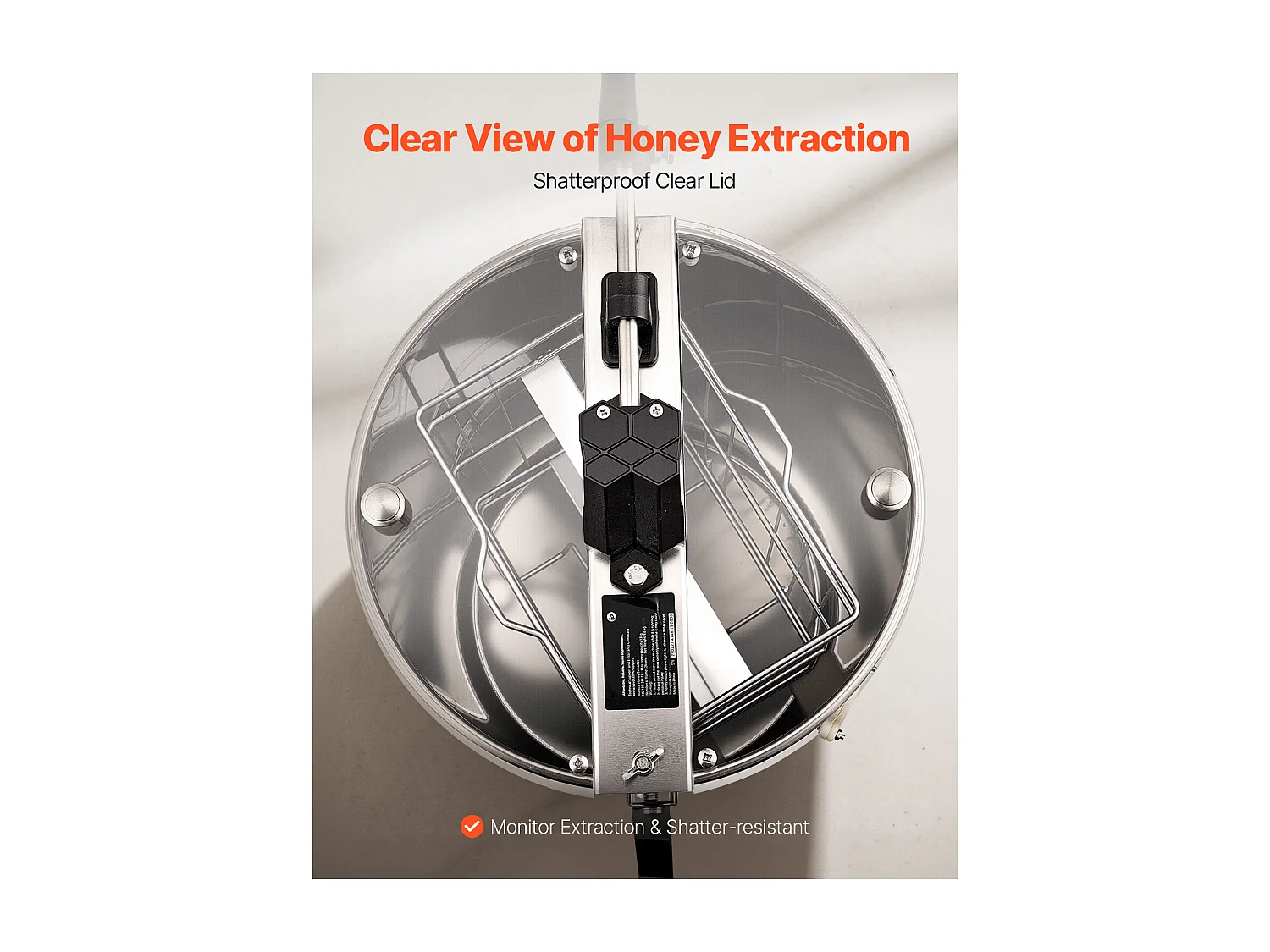 Extracteur de Miel Manuel à 2 Cadres SucceBuy Centrifugeuse Séparateur de Miel en Acier Inoxydable avec Couvercle Transparent, Support Réglable en Hauteur