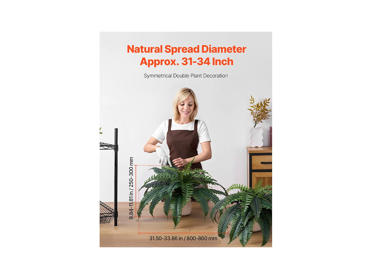 Fougère Artificielle SucceBuy, Lot de 2, Fausse Fougère de Boston 80-86 cm, 30 Feuilles, Suspendue, Décoration Int/Ext, Maison/Bureau, Pot Non Inclus