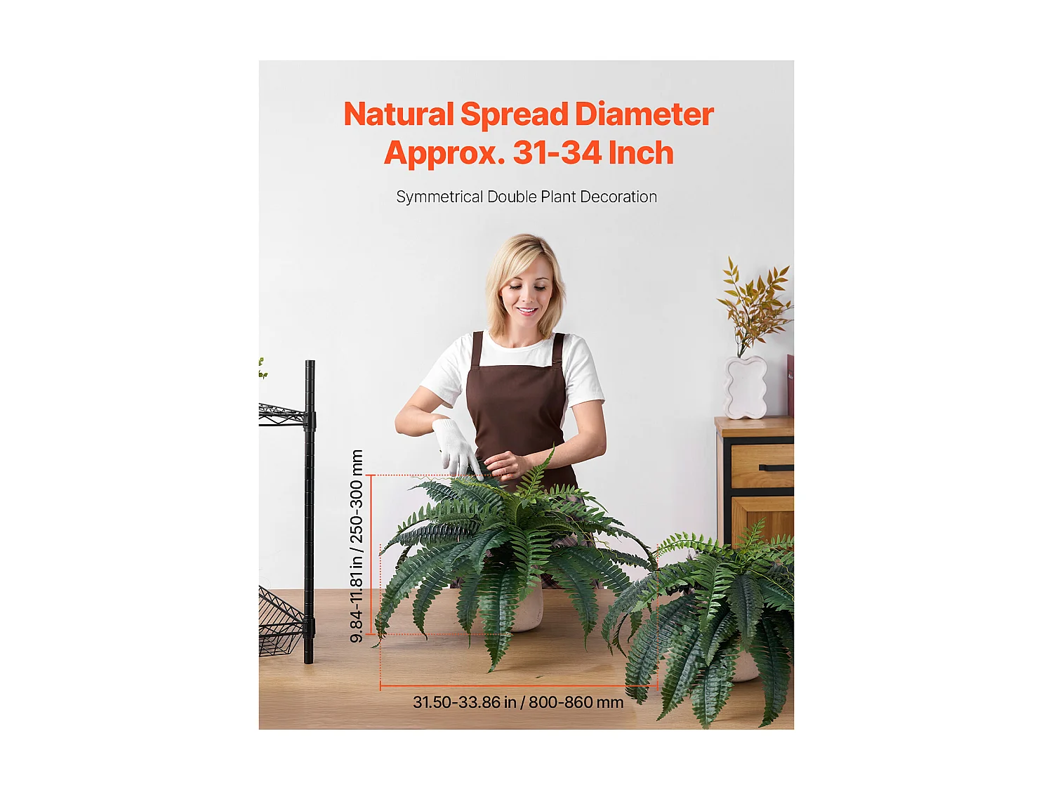 Fougère Artificielle SucceBuy, Lot de 2, Fausse Fougère de Boston 80-86 cm, 30 Feuilles, Suspendue, Décoration Int/Ext, Maison/Bureau, Pot Non Inclus
