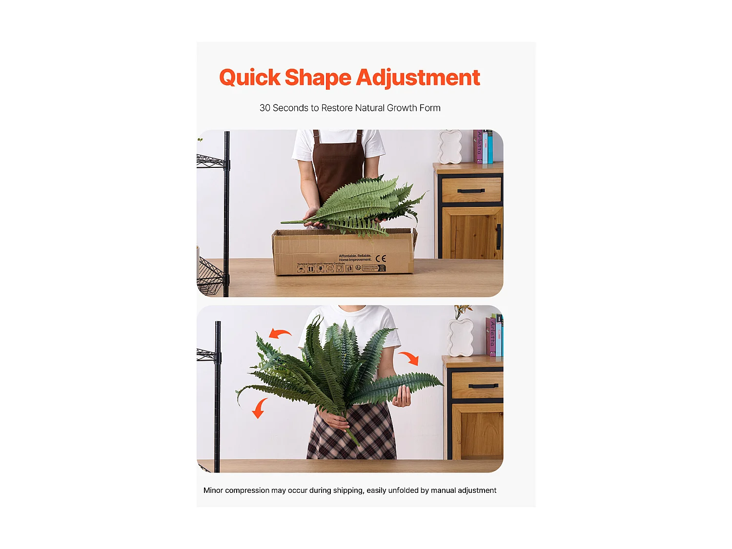 Fougère Artificielle SucceBuy, Lot de 2, Fausse Fougère de Boston 80-86 cm, 30 Feuilles, Suspendue, Décoration Int/Ext, Maison/Bureau, Pot Non Inclus