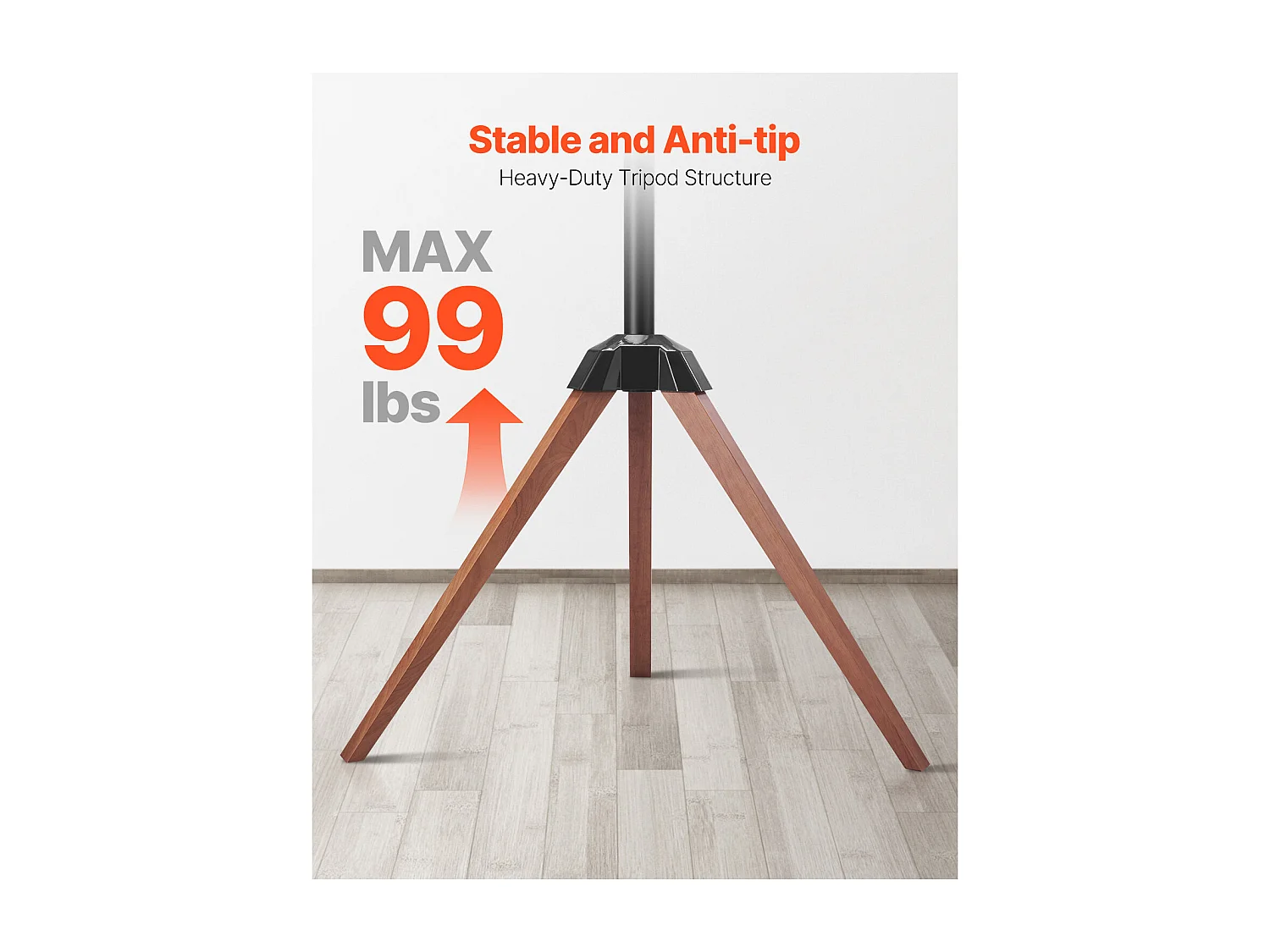 TV-Stativ SucceBuy mit Eichenfüßen, Für Schlafzimmer, Studio, Wohnzimmer, Compatible mit Flachen/Gebogenen Bildschirmen 1016-1651 mm, Tragkraft 45 kg