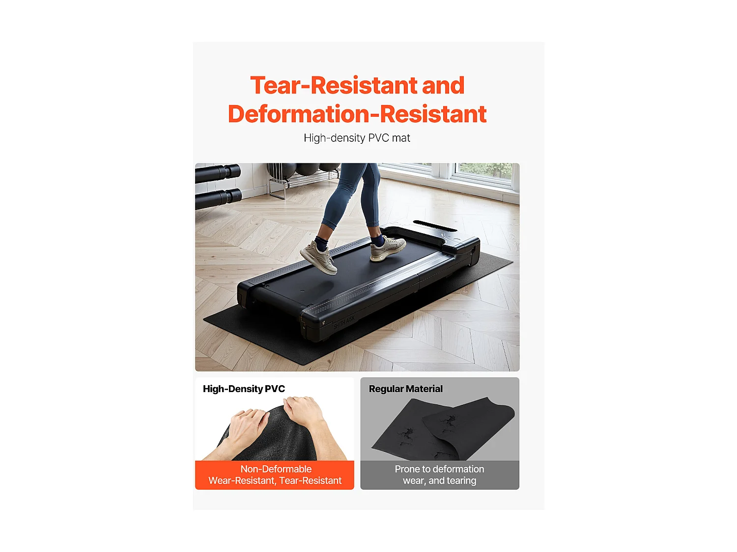 Tappeto per Attrezzatura di Esercizio SucceBuy, 60 x 130 x 0,4 cm, Tappeto di Protezione per Pavimento per Biciclette Ellittiche e Tappeti di Camminata Compatti