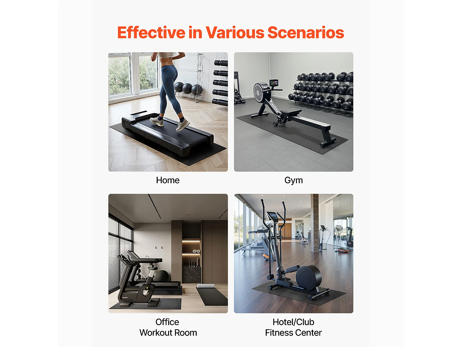 Tappeto per Attrezzatura di Esercizio SucceBuy, 60 x 130 x 0,4 cm, Tappeto di Protezione per Pavimento per Biciclette Ellittiche e Tappeti di Camminata Compatti