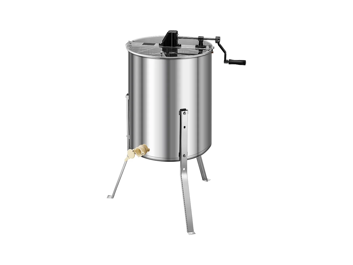 Extracteur de Miel Manuel à 4/8 Cadres SucceBuy Centrifugeuse Séparateur de Miel en Acier Inoxydable avec Couvercle Transparent, Support Réglable en Hauteur