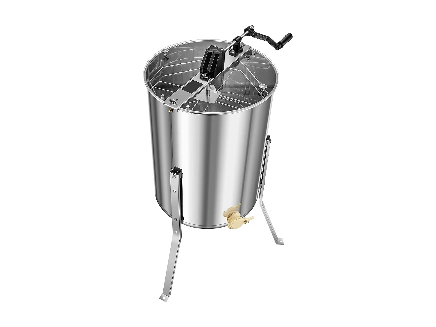 Extracteur de Miel Manuel à 4/8 Cadres SucceBuy Centrifugeuse Séparateur de Miel en Acier Inoxydable avec Couvercle Transparent, Support Réglable en Hauteur