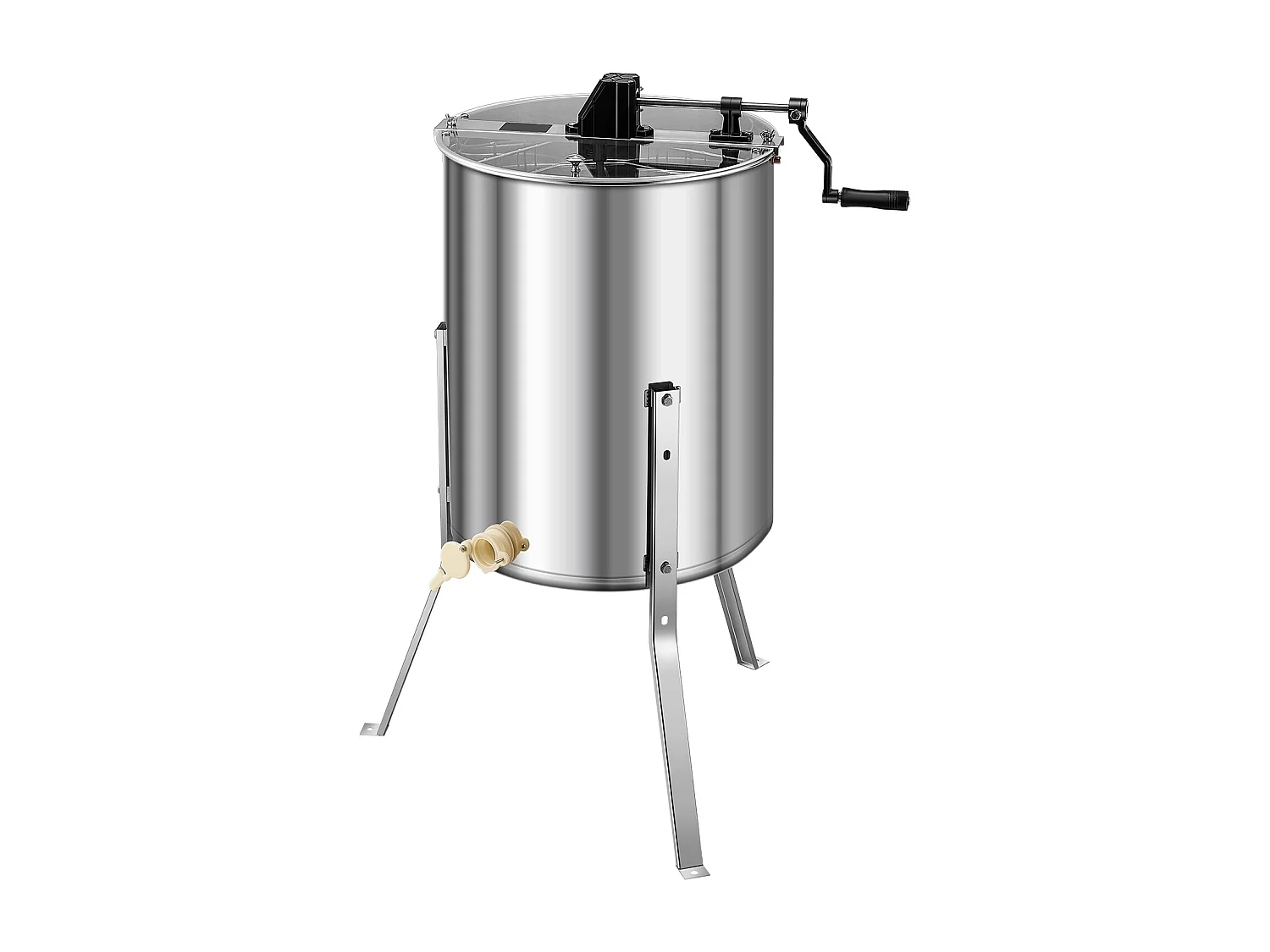 Extracteur de Miel Manuel à 4/8 Cadres SucceBuy Centrifugeuse Séparateur de Miel en Acier Inoxydable avec Couvercle Transparent, Support Réglable en Hauteur