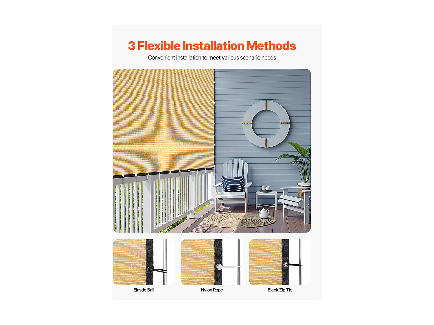 Siatka Cieniująca 90 % SucceBuy Siatka Cieniująca z Oczkami ze Stali Nierdzewnej, Ochrona Przeciwsłoneczna i Osłona Prywatności z HDPE 160 g/m², 3660 x 6100 mm