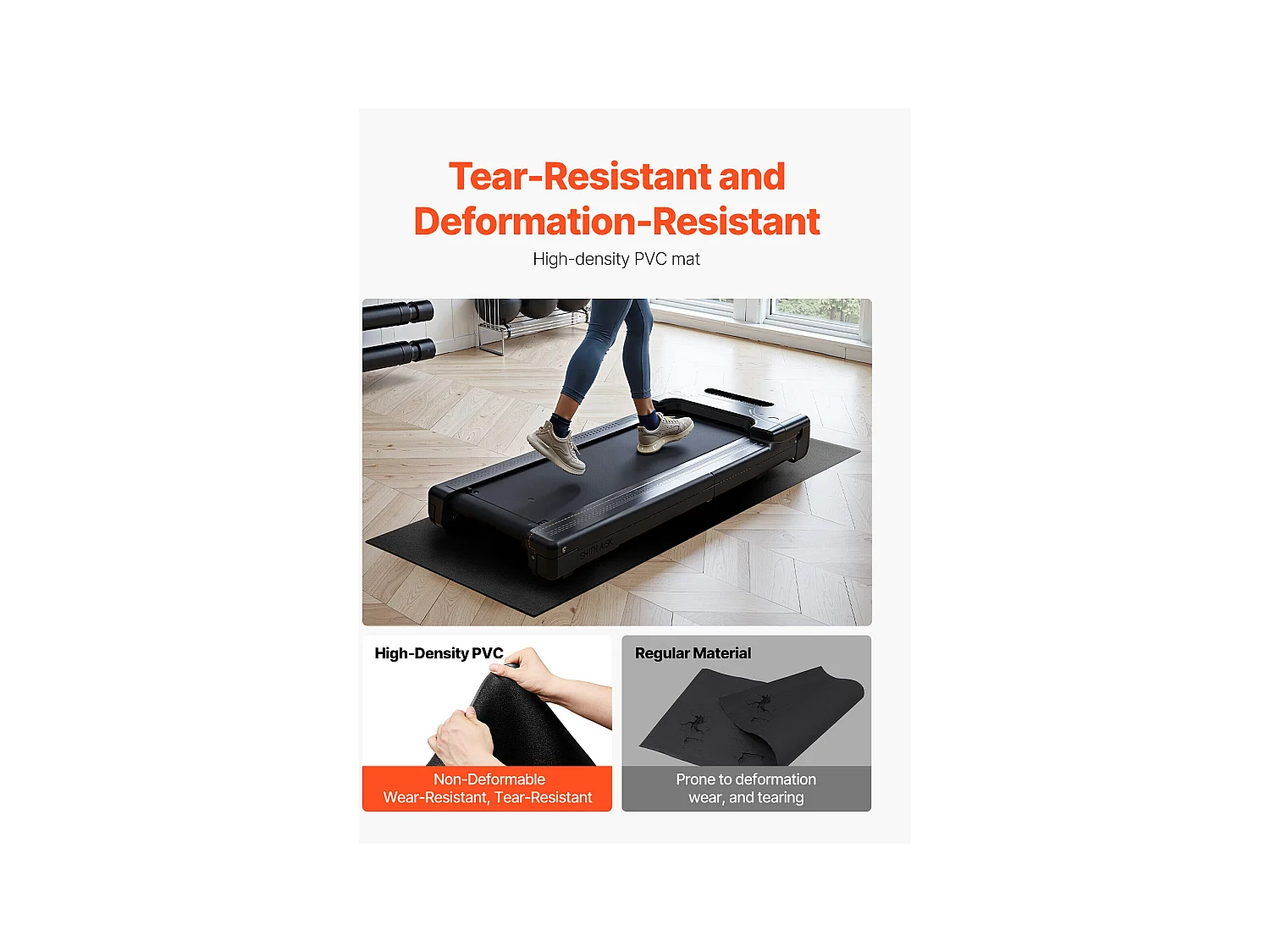 Tapis d'Équipement d'Exercice SucceBuy, 91,5 x 182 x 0,6 cm, Tapis de Protection de Sol pour Vélos Elliptiques et Tapis de Marche Compacts, en PVC Haute Densité