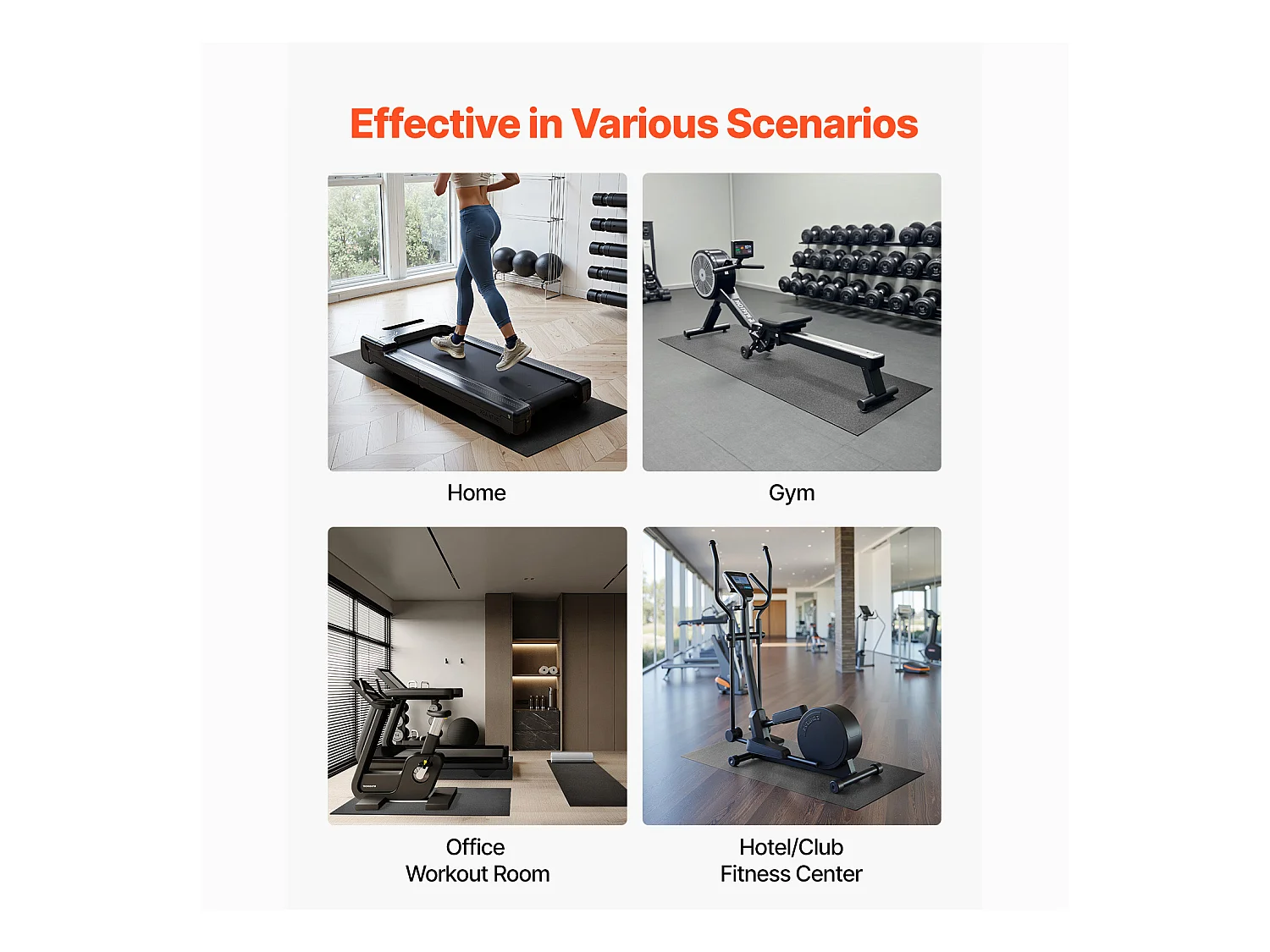 Tapis d'Équipement d'Exercice SucceBuy, 91,5 x 182 x 0,6 cm, Tapis de Protection de Sol pour Vélos Elliptiques et Tapis de Marche Compacts, en PVC Haute Densité