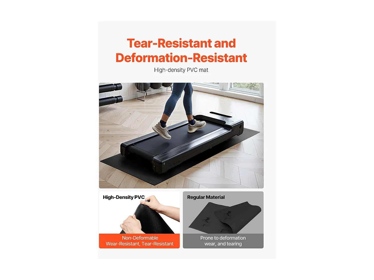 Tapis d'Équipement d'Exercice SucceBuy, 91,5 x 182 x 0,6 cm, Tapis de Protection de Sol pour Vélos Elliptiques et Tapis de Marche Compacts, en PVC Haute Densité