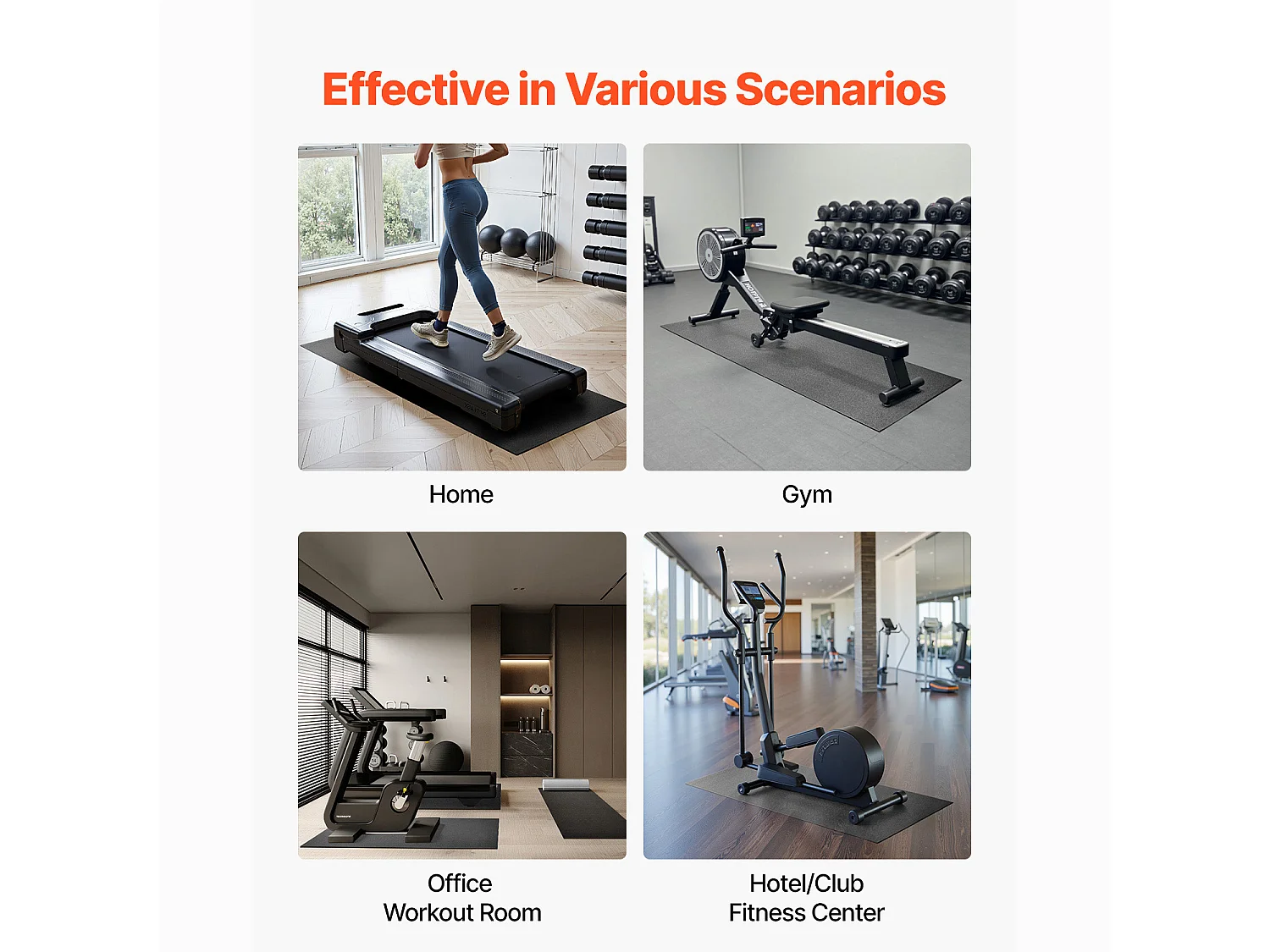 Tapis d'Équipement d'Exercice SucceBuy, 91,5 x 182 x 0,6 cm, Tapis de Protection de Sol pour Vélos Elliptiques et Tapis de Marche Compacts, en PVC Haute Densité