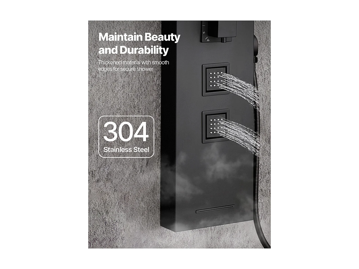 Duschsäule mit Regenduschkopf SucceBuy Wand-Duschpaneel aus Gebürstetem Edelstahl, 4-Funktionen-Armatur, 4 Körperdüsen, Handbrause und Wanneneinlauf
