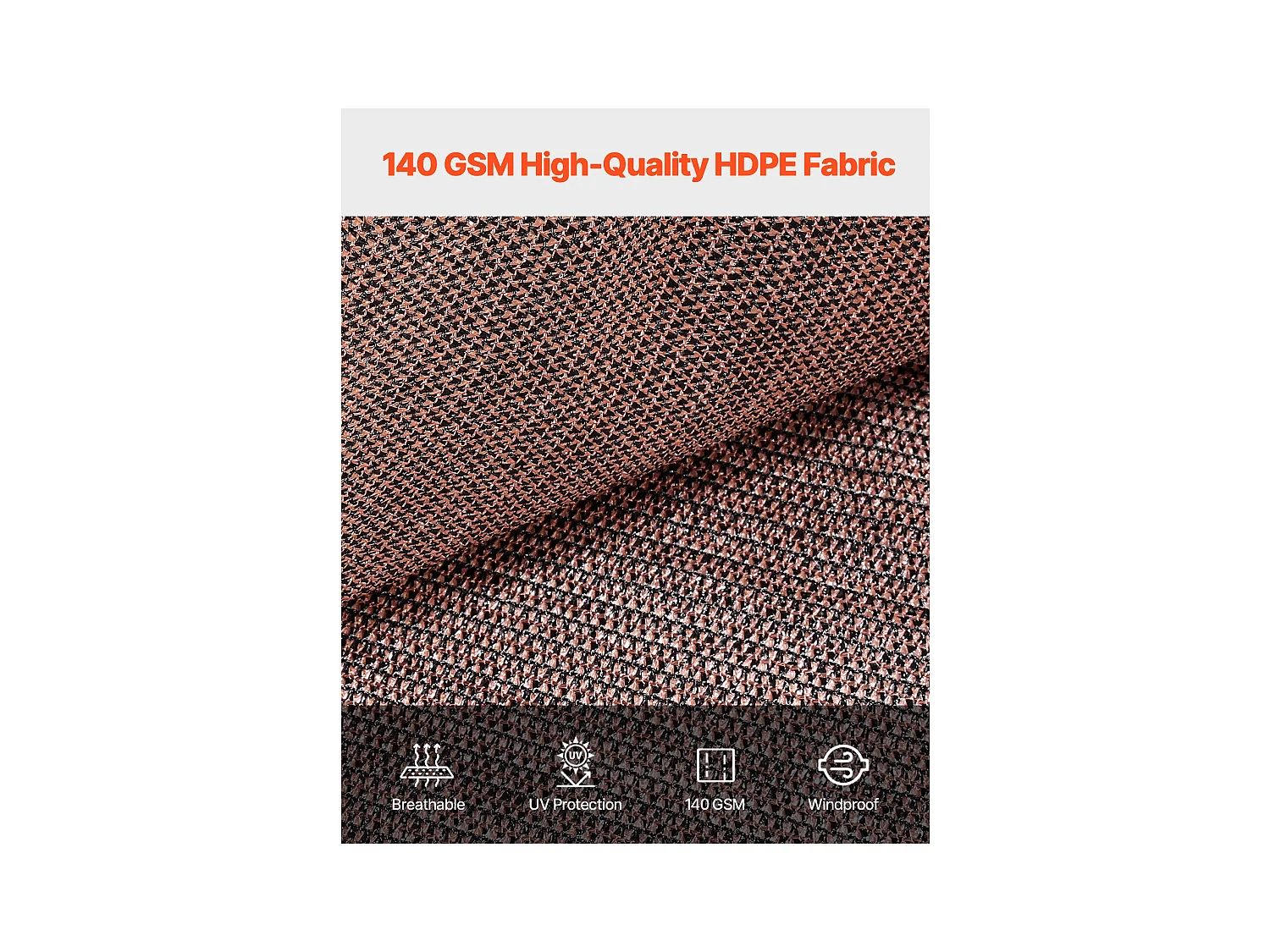 Sonnensegel 90 % SucceBuy Schattennetz mit Edelstahlösen,  aus HDPE 140 g/m², Für Außenbereich, Terrasse, Garten und Hinterhof, Braun, 3050 x 3660 mm