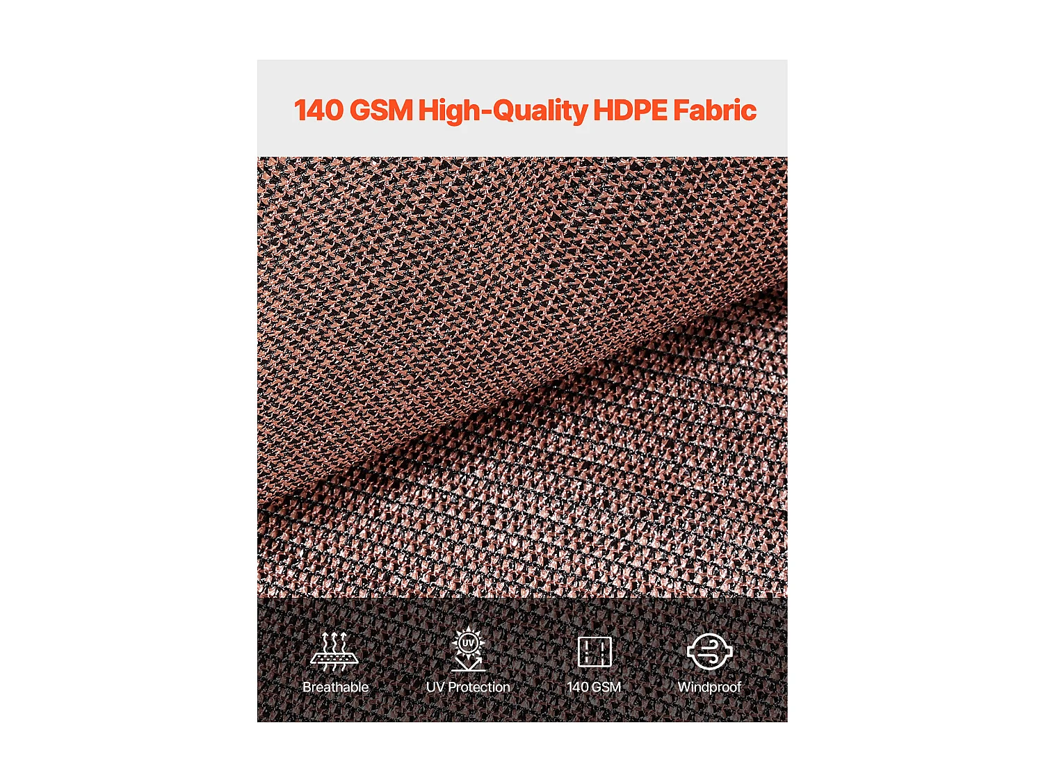 Voile d'Ombrage 90 % SucceBuy Filet d'Ombrage avec Œillets en Acier Inoxydable, Protection Solaire et Brise-Vue en PEHD 140 g/m², Marron, 3050 x 3660 mm
