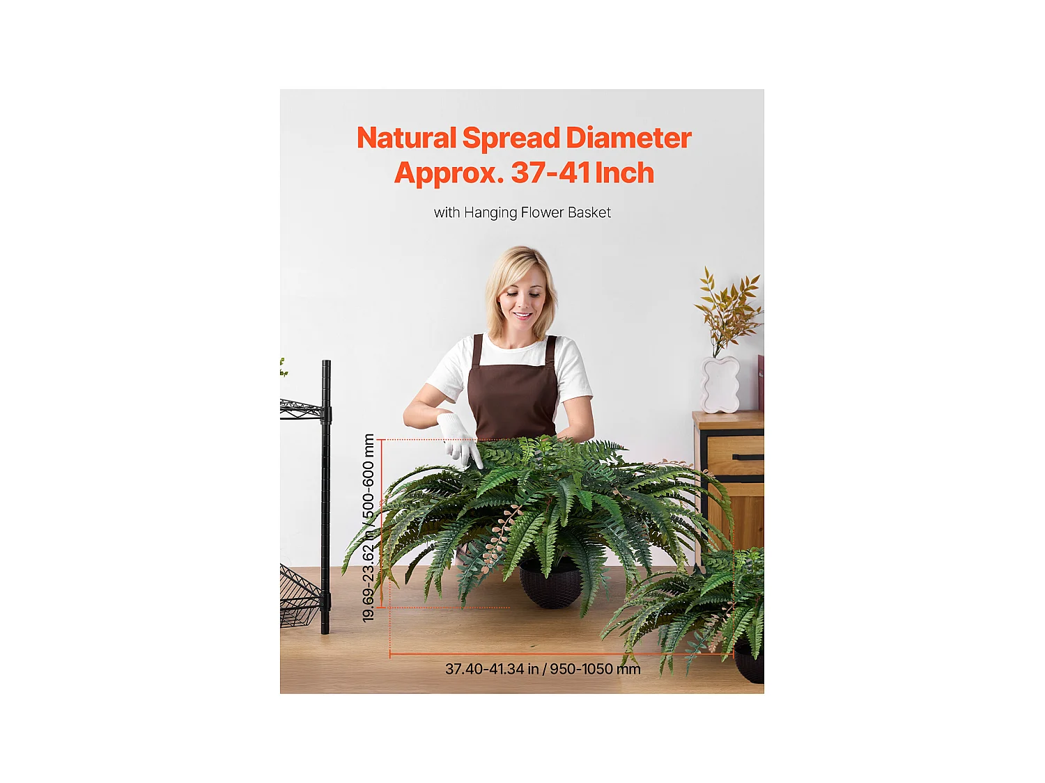 Fougère Artificielle SucceBuy, Fausse Fougère de Boston 95-105 cm, 80 Feuilles, Avec Pot, Suspendue/Posée, Décoration Int/Ext, Maison/Bureau