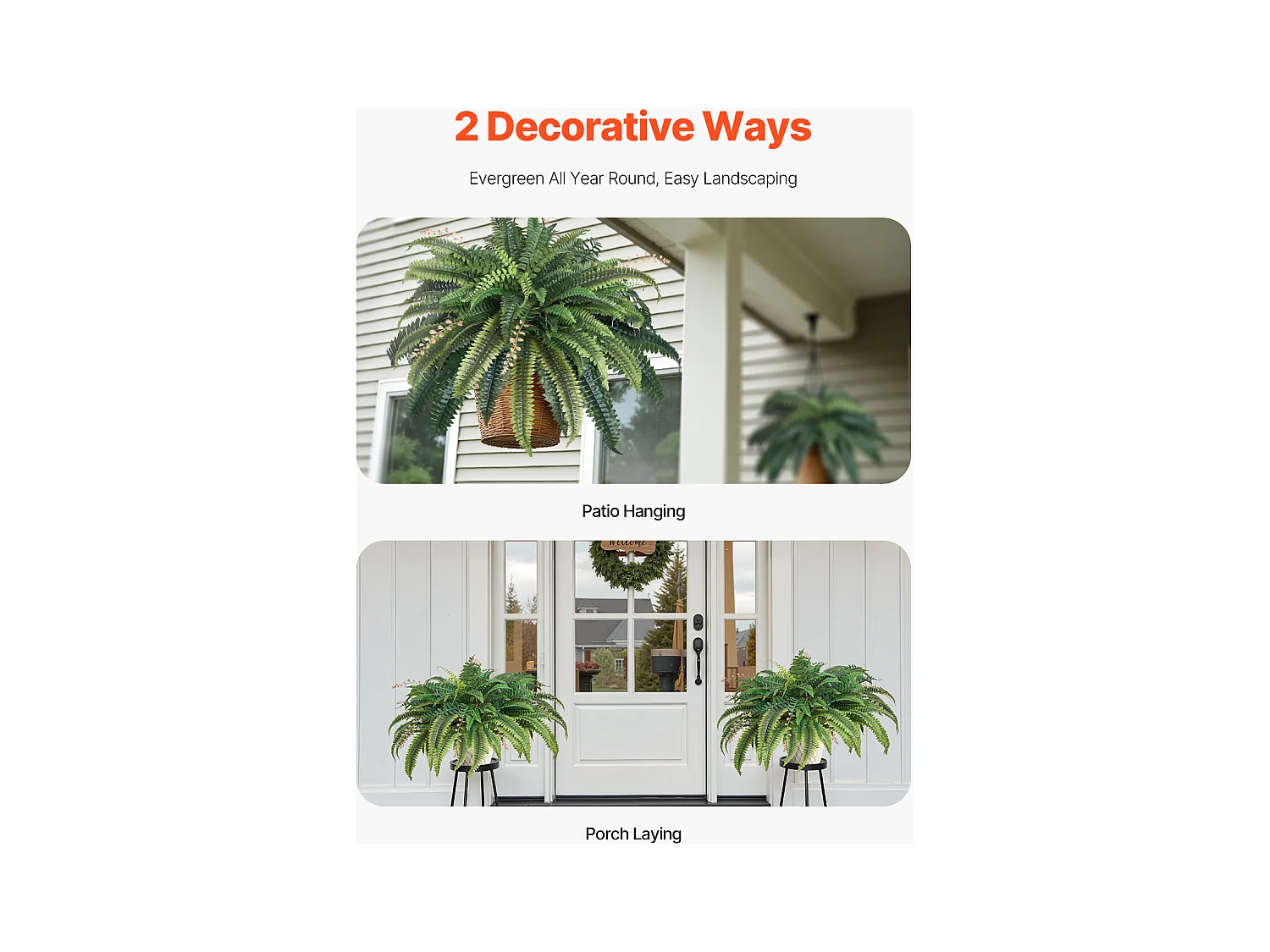 Fougère Artificielle SucceBuy, Fausse Fougère de Boston 95-105 cm, 80 Feuilles, Avec Pot, Suspendue/Posée, Décoration Int/Ext, Maison/Bureau