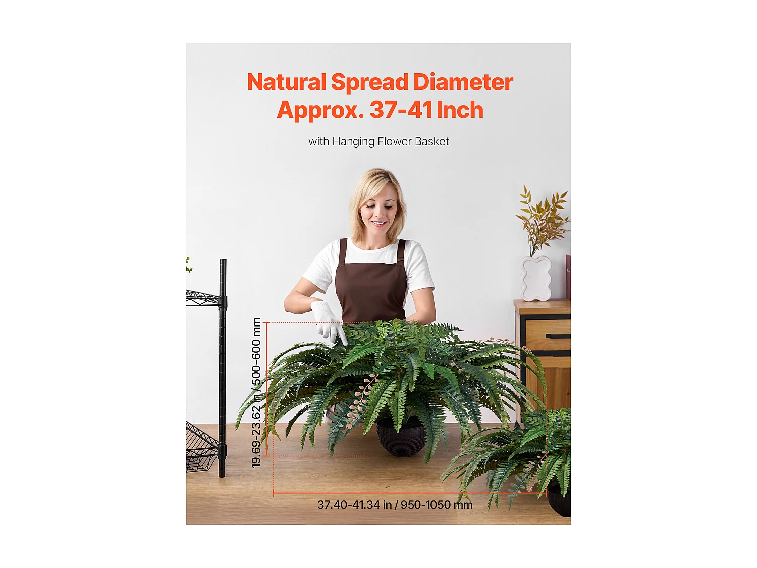 Fougère Artificielle SucceBuy, Fausse Fougère de Boston 95-105 cm, 80 Feuilles, Avec Pot, Suspendue/Posée, Décoration Int/Ext, Maison/Bureau