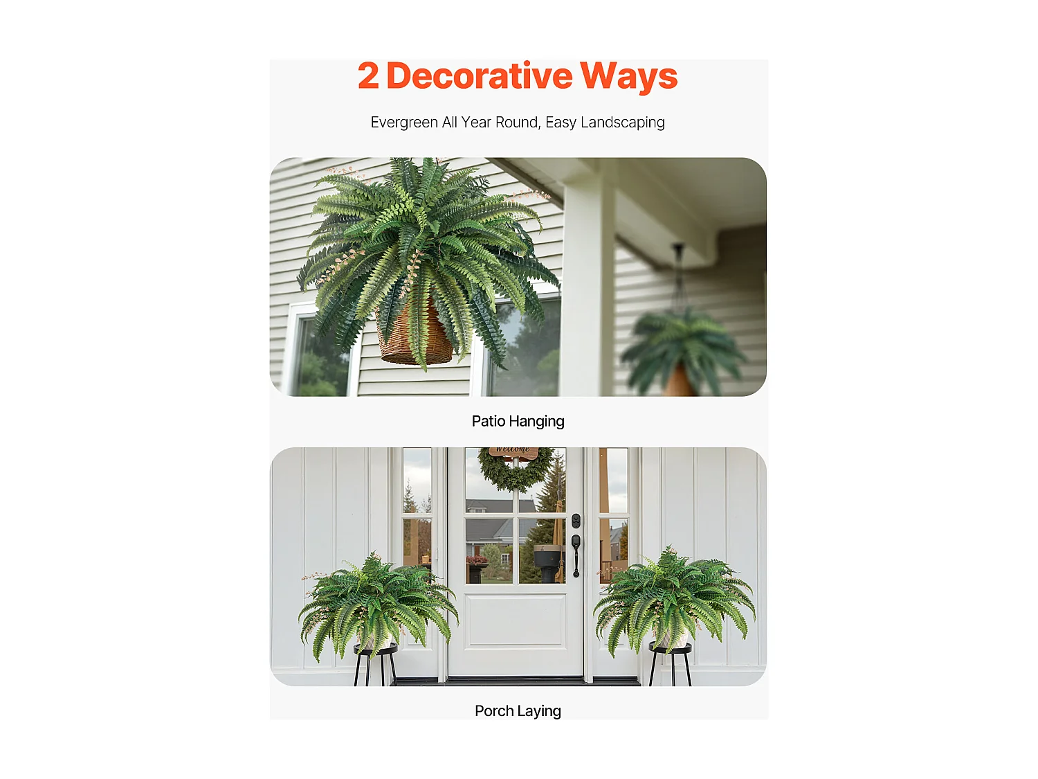 Fougère Artificielle SucceBuy, Fausse Fougère de Boston 95-105 cm, 80 Feuilles, Avec Pot, Suspendue/Posée, Décoration Int/Ext, Maison/Bureau