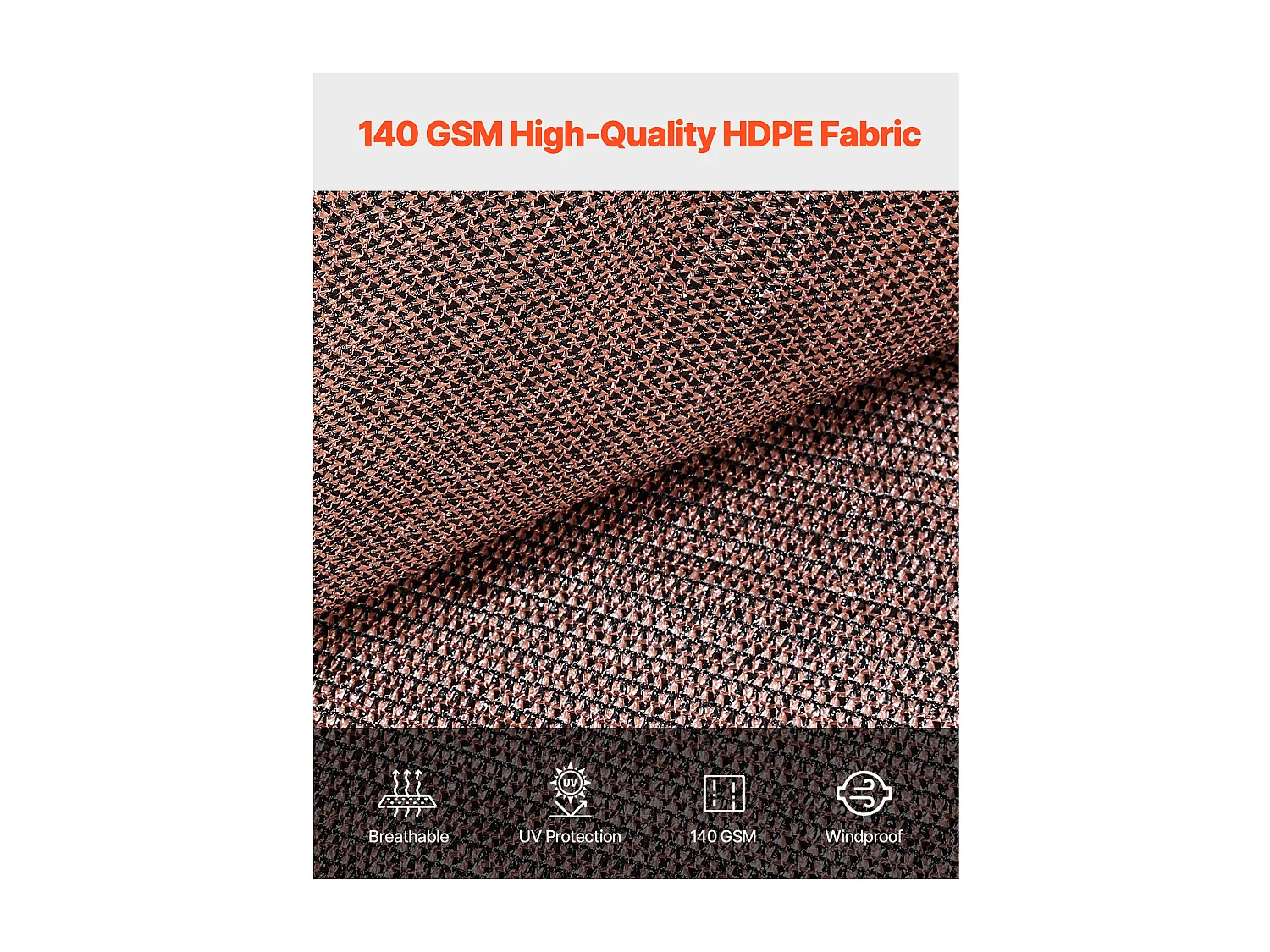 Voile d'Ombrage 90 % SucceBuy, 244 x 366 mm, Filet d'Ombrage PEHD 140 g/m², Œillets Acier Inox, Protection Solaire/Brise-Vue, Extérieur, Marron