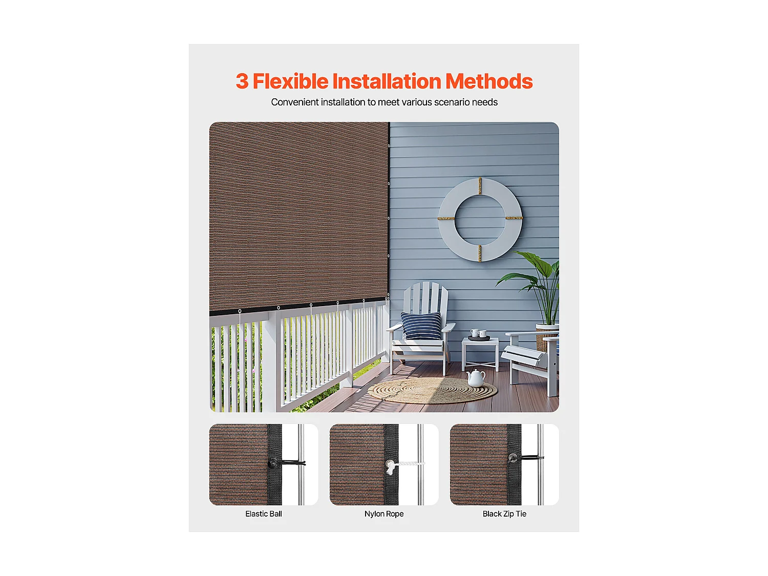 Voile d'Ombrage 90 % SucceBuy, 244 x 366 mm, Filet d'Ombrage PEHD 140 g/m², Œillets Acier Inox, Protection Solaire/Brise-Vue, Extérieur, Marron