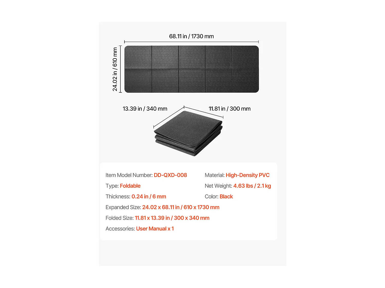 Tapis d'Équipement d'Exercice SucceBuy, 30 x 34 x 0,6 cm, Tapis de Protection de Sol pour Vélos Elliptiques et Tapis de Marche Compacts, en PVC Haute Densité